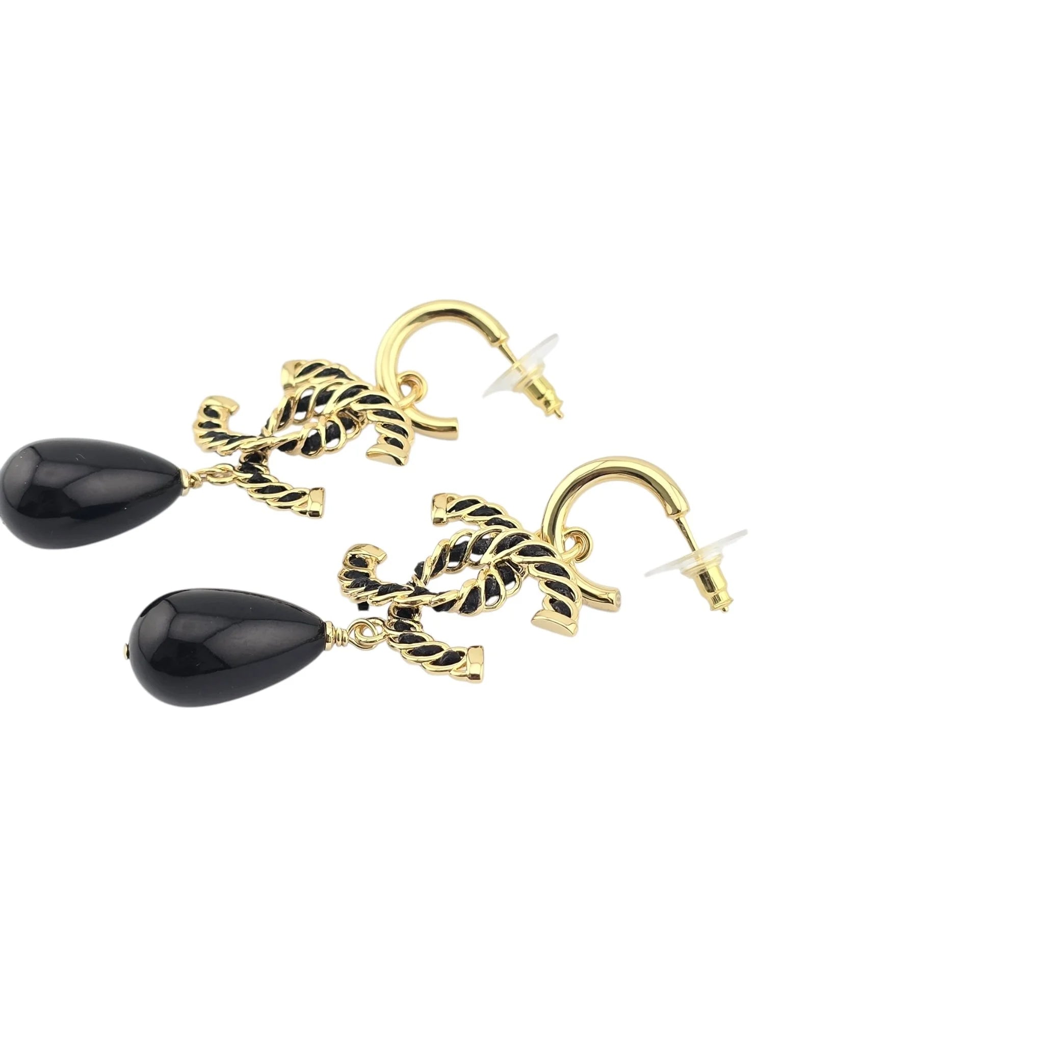 Chanel Resin & Leather CC Drop Earrings 2024 CHANEL