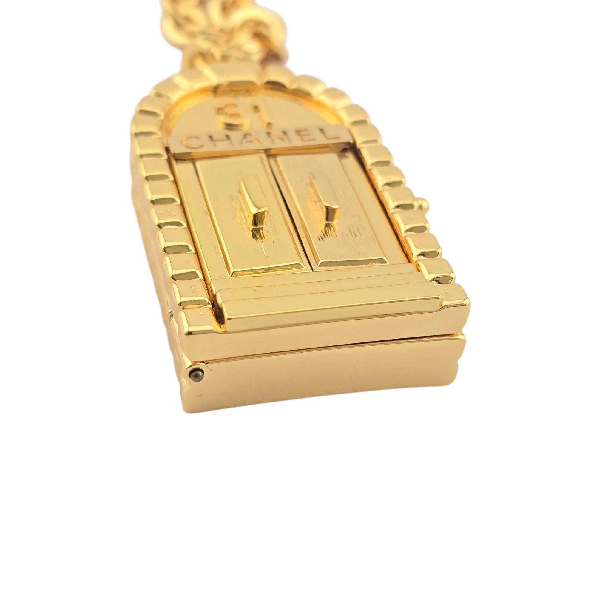Chanel CC Metal 31 Rue Cambon Door Long Necklace Gold B22 CHANEL