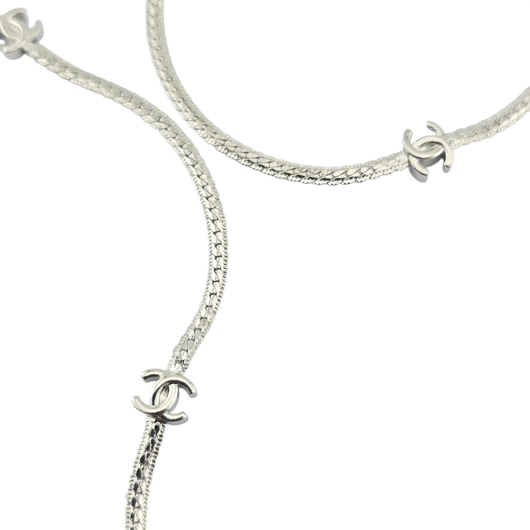 Chanel CC Silver Metal Long Necklace 2024 CHANEL