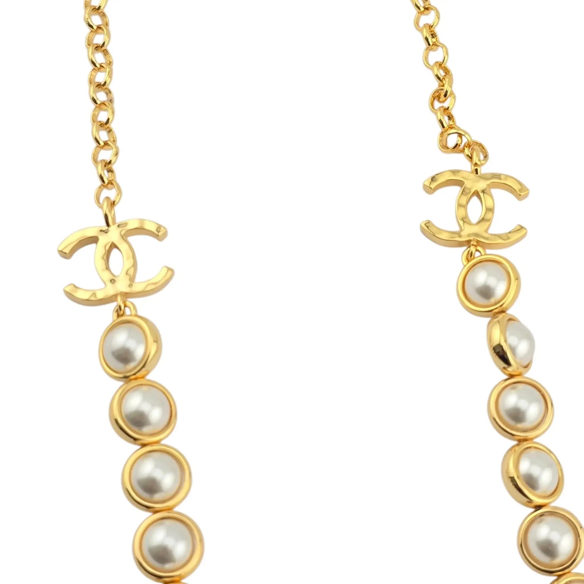 Chanel CC Long Gold Faux Pearl Necklace 2024 CHANEL