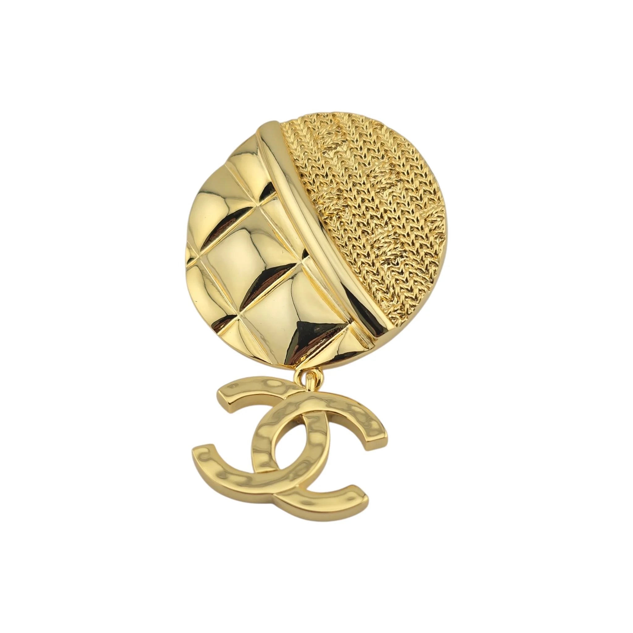 Chanel CC Round Gold Drop Earrings 2024 CHANEL