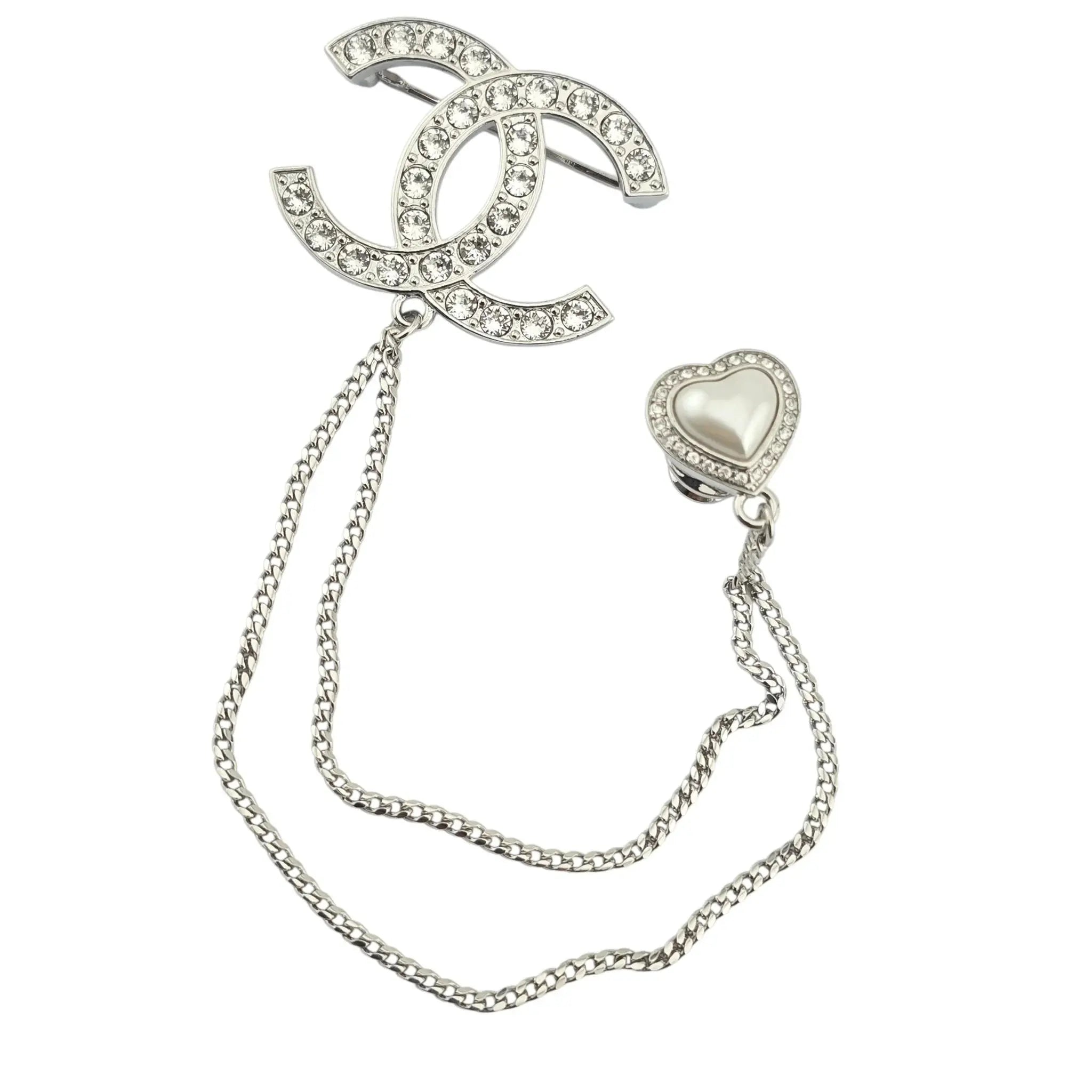 Chanel CC Multi Strand Chain Heart Brooch 2023 CHANEL