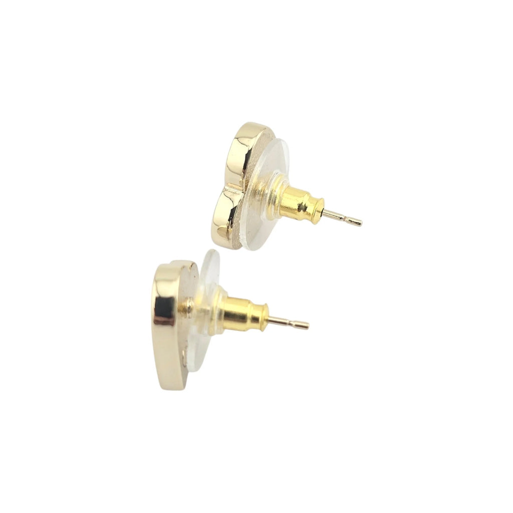 Chanel CC White Enamel Heart Stud 2025 CHANEL