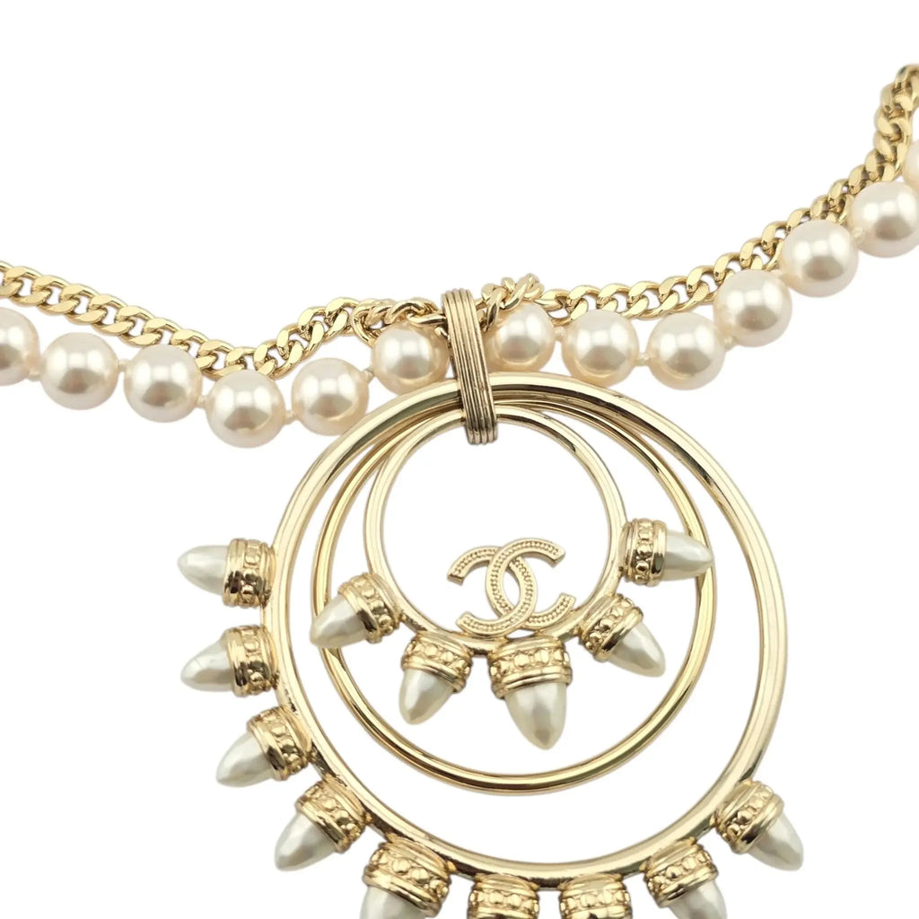 Chanel CC Large Pendant Long Faux Pearl Layered Necklace 2021 CHANEL