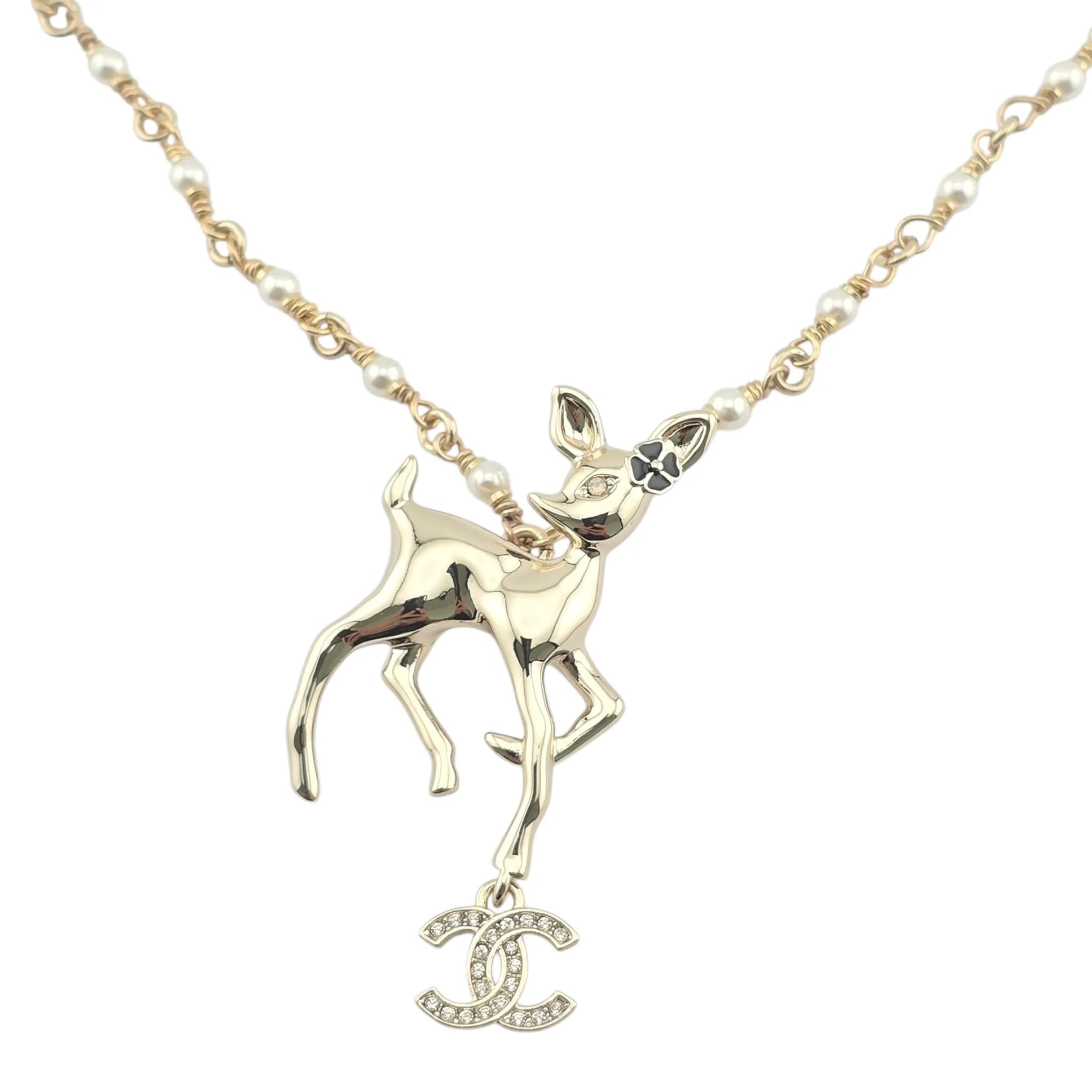 Chanel CC Deer Pendant Gold Necklace 2025 CHANEL