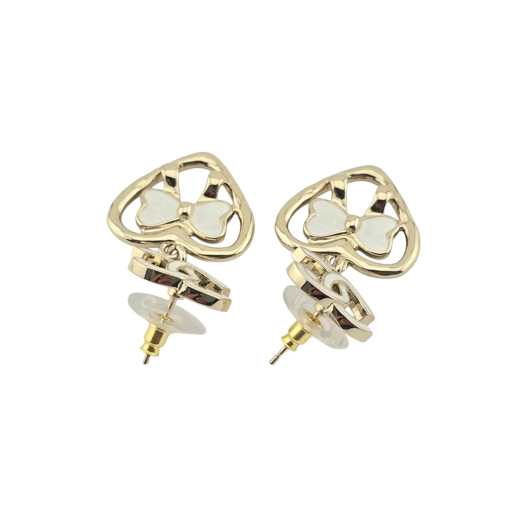 Chanel CC Heart Bow Drop Earrings 2025 CHANEL