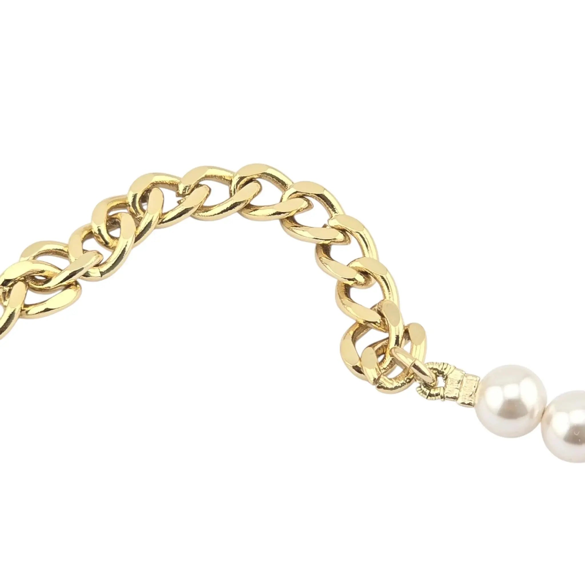 Chanel CC Long Faux Pearl Gold Heart Necklace CHANEL