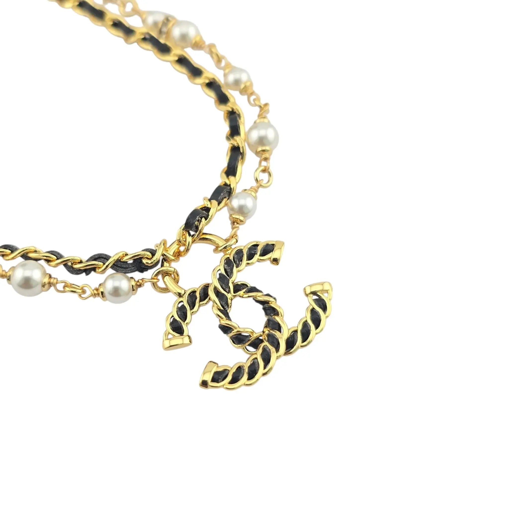 Chanel CC Faux Pearl Leather Necklace 2024 CHANEL