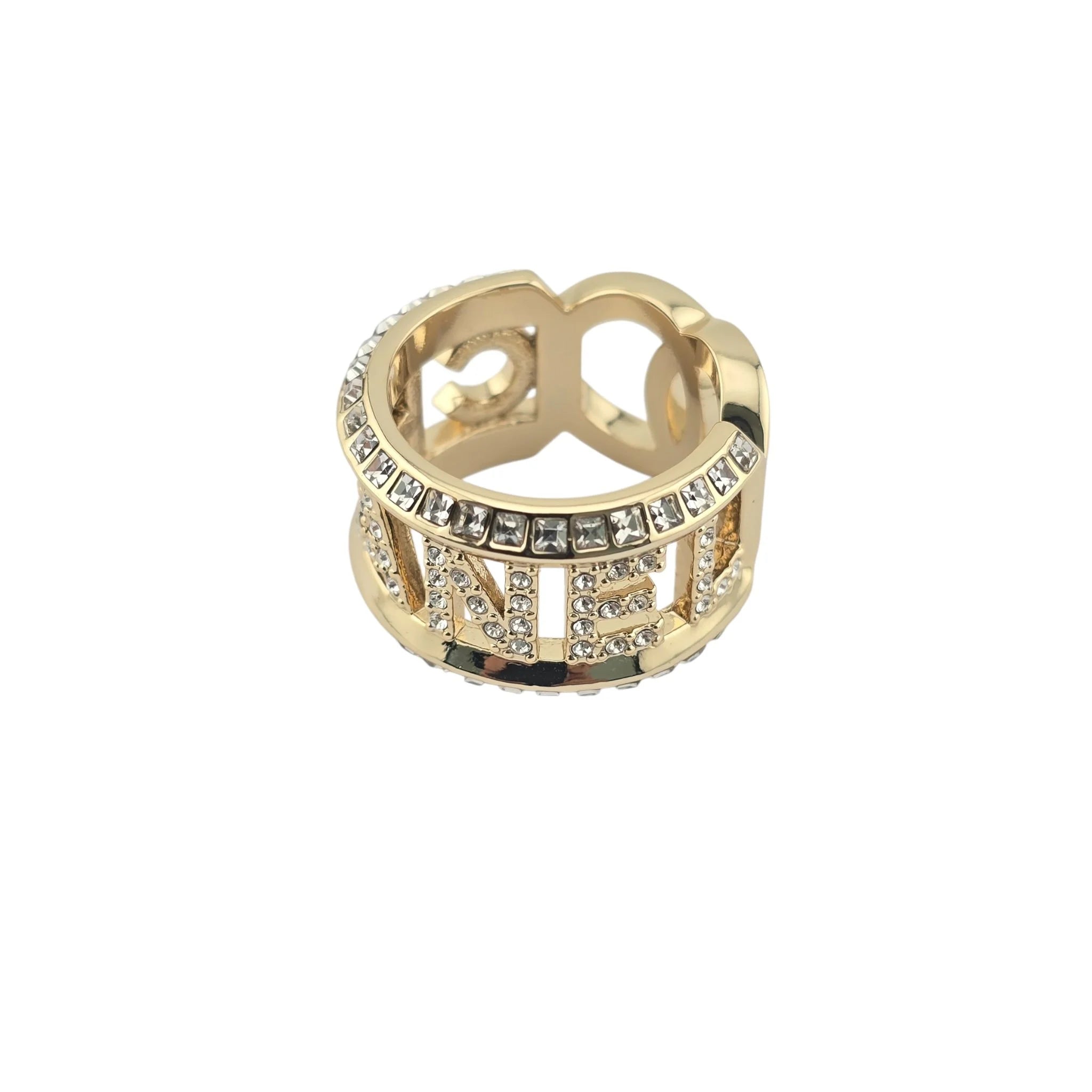 Chanel CC Gold Crystal Ring 2024 CHANEL