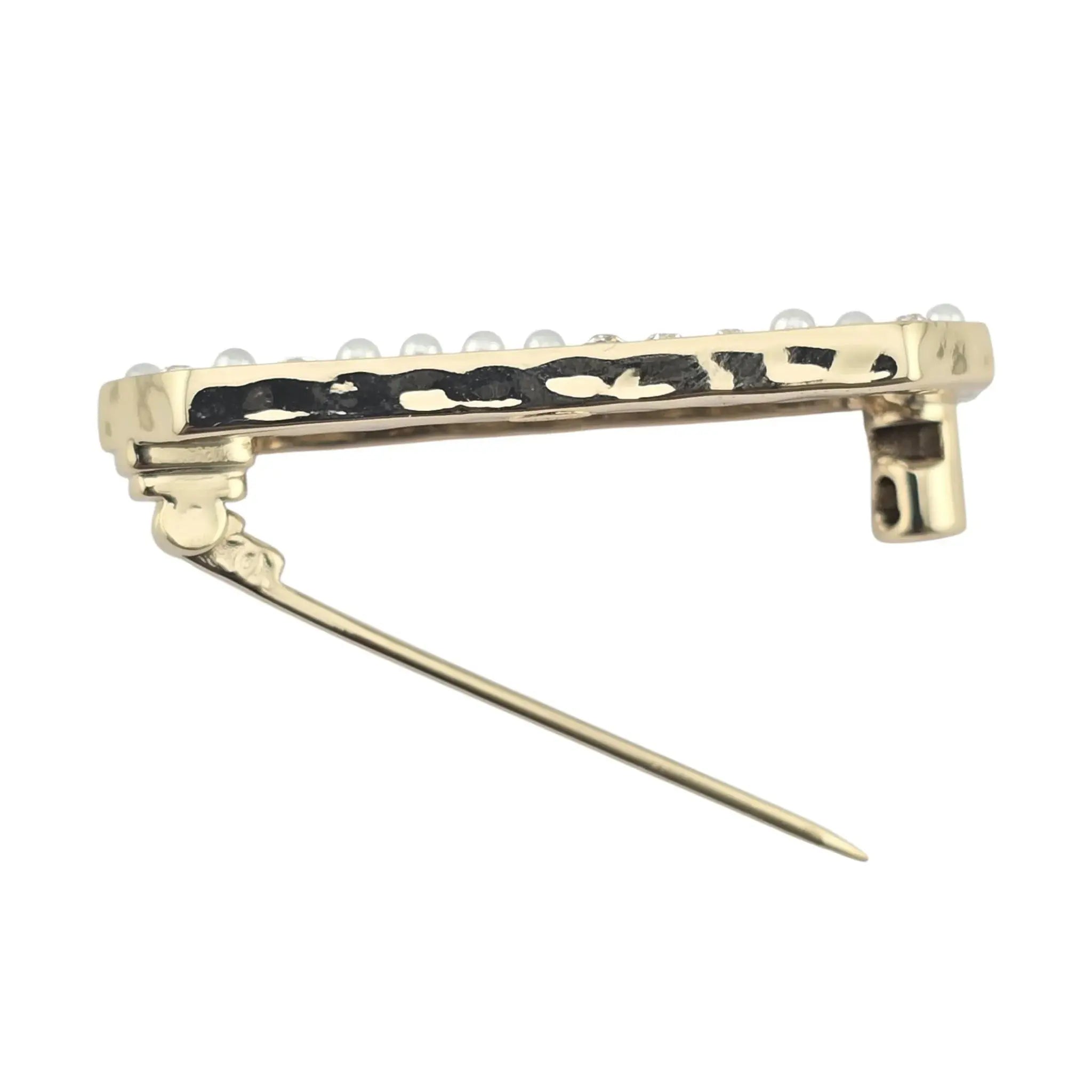 Chanel Logo Crystal Pearl Brooch 2023 CHANEL