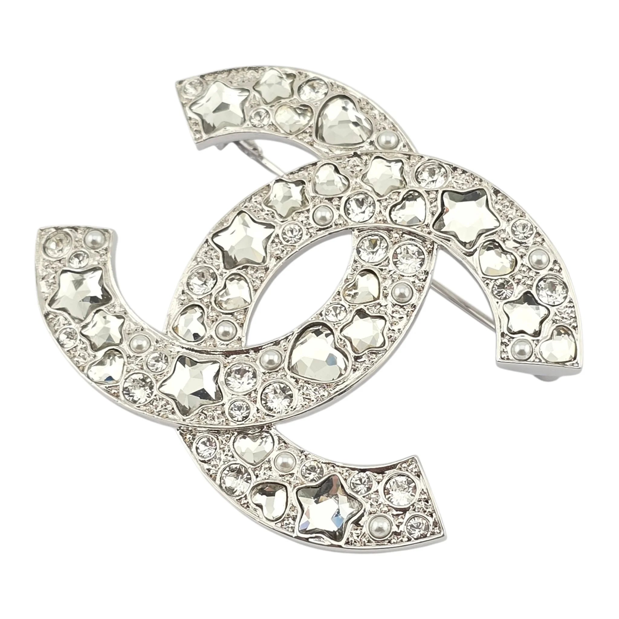 Chanel CC Silver Star Crystal Brooch 2025 CHANEL