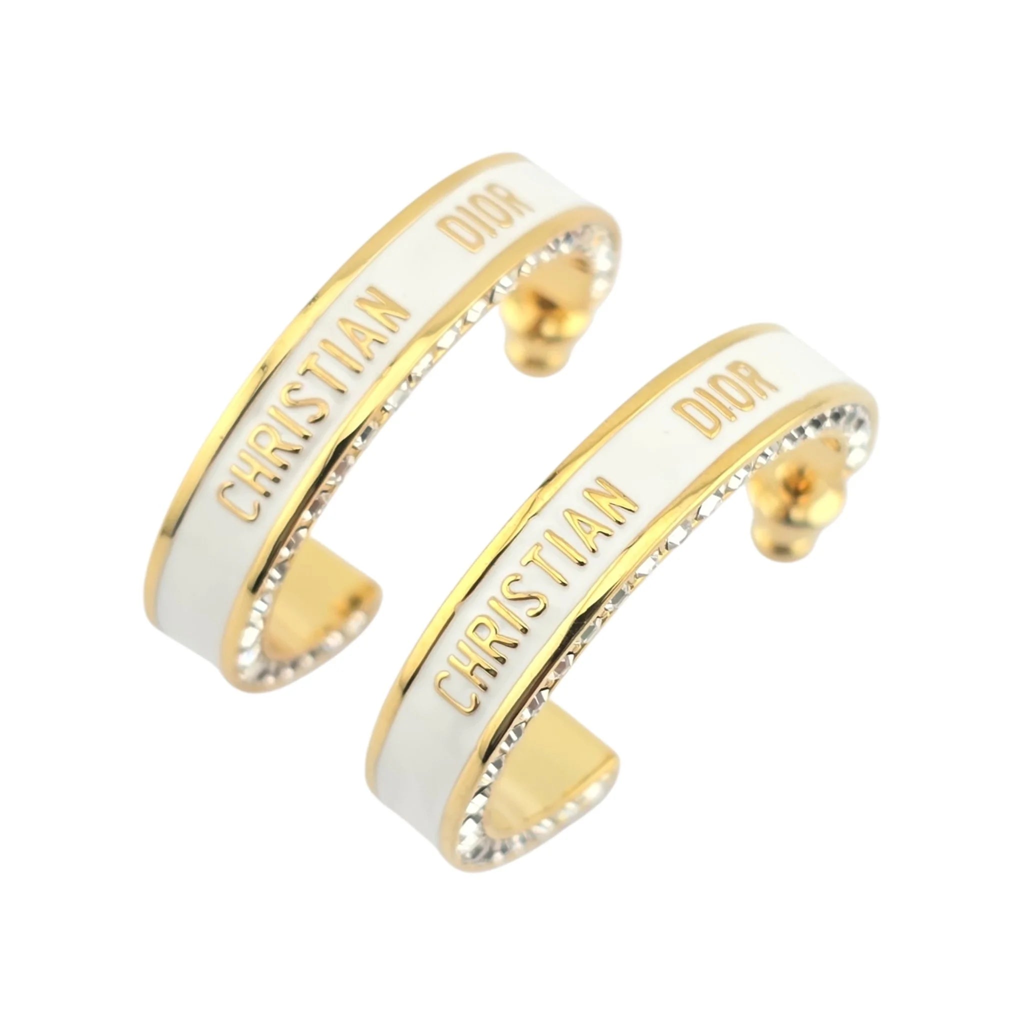 Christian Dior Large Dior Night Code Hoop White Earrings DIOR