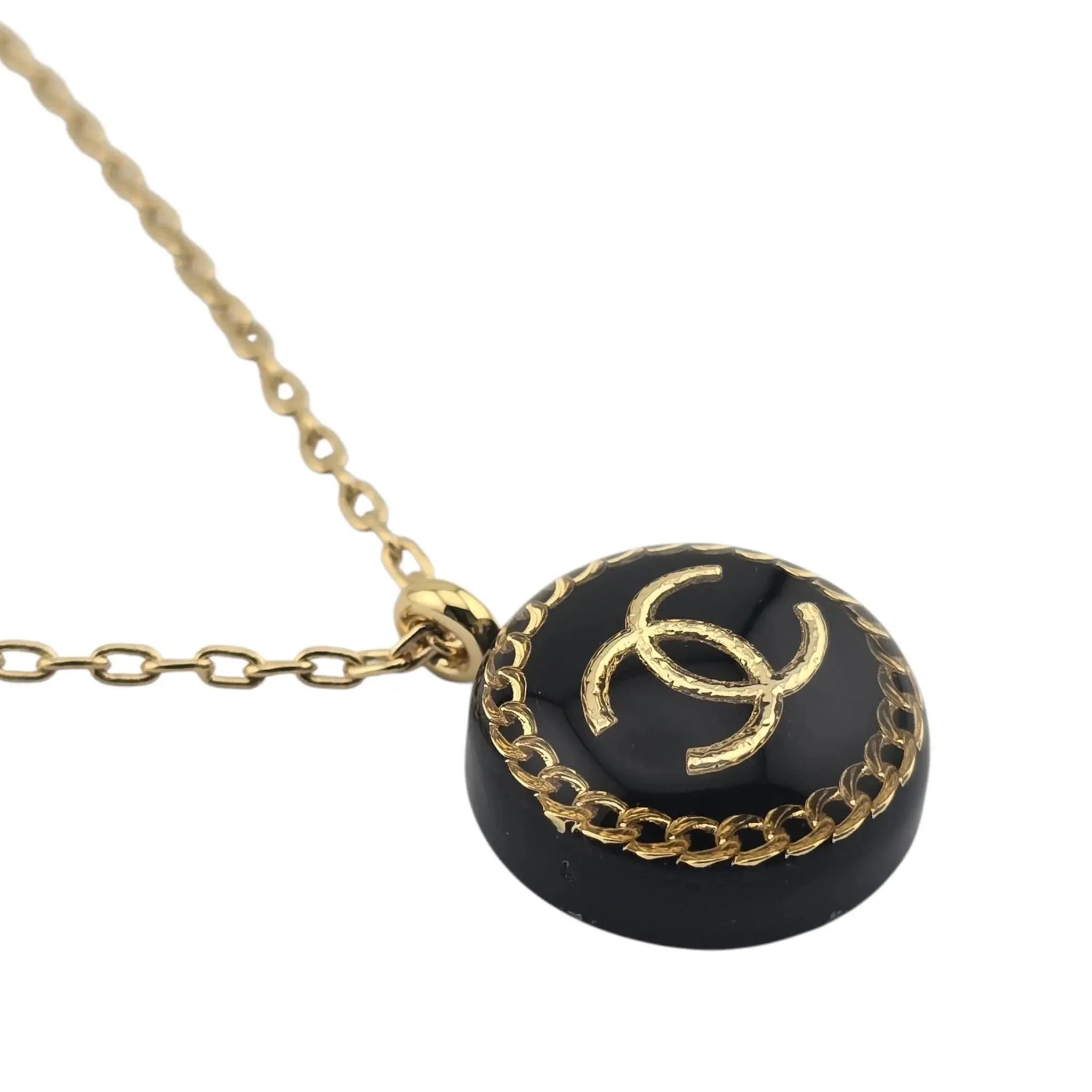 Chanel CC Gold / Black Pendant Necklace 2022 CHANEL