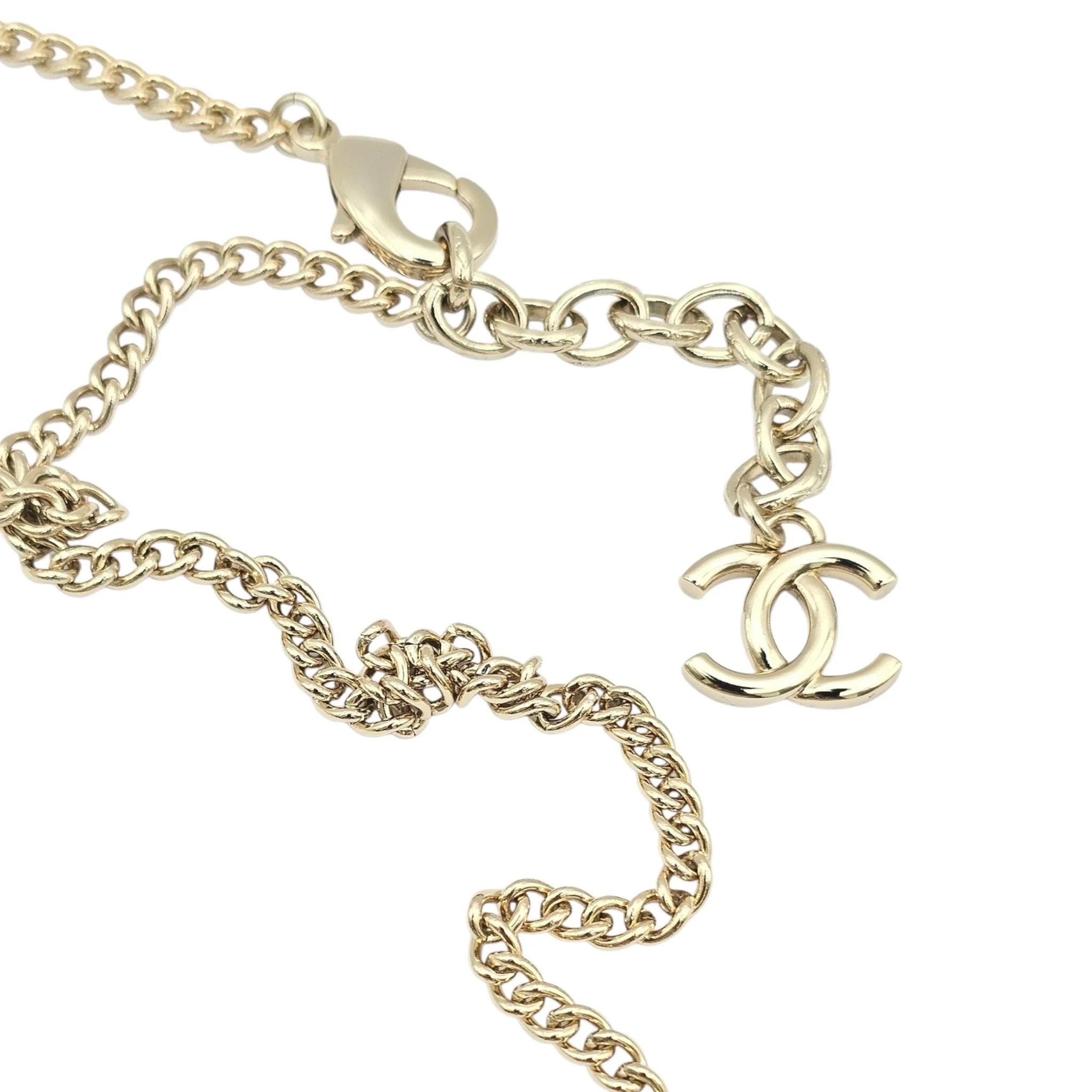 Chanel CC Resin Metal Strass Multi Color Heart Shape Necklace 2024 CHANEL