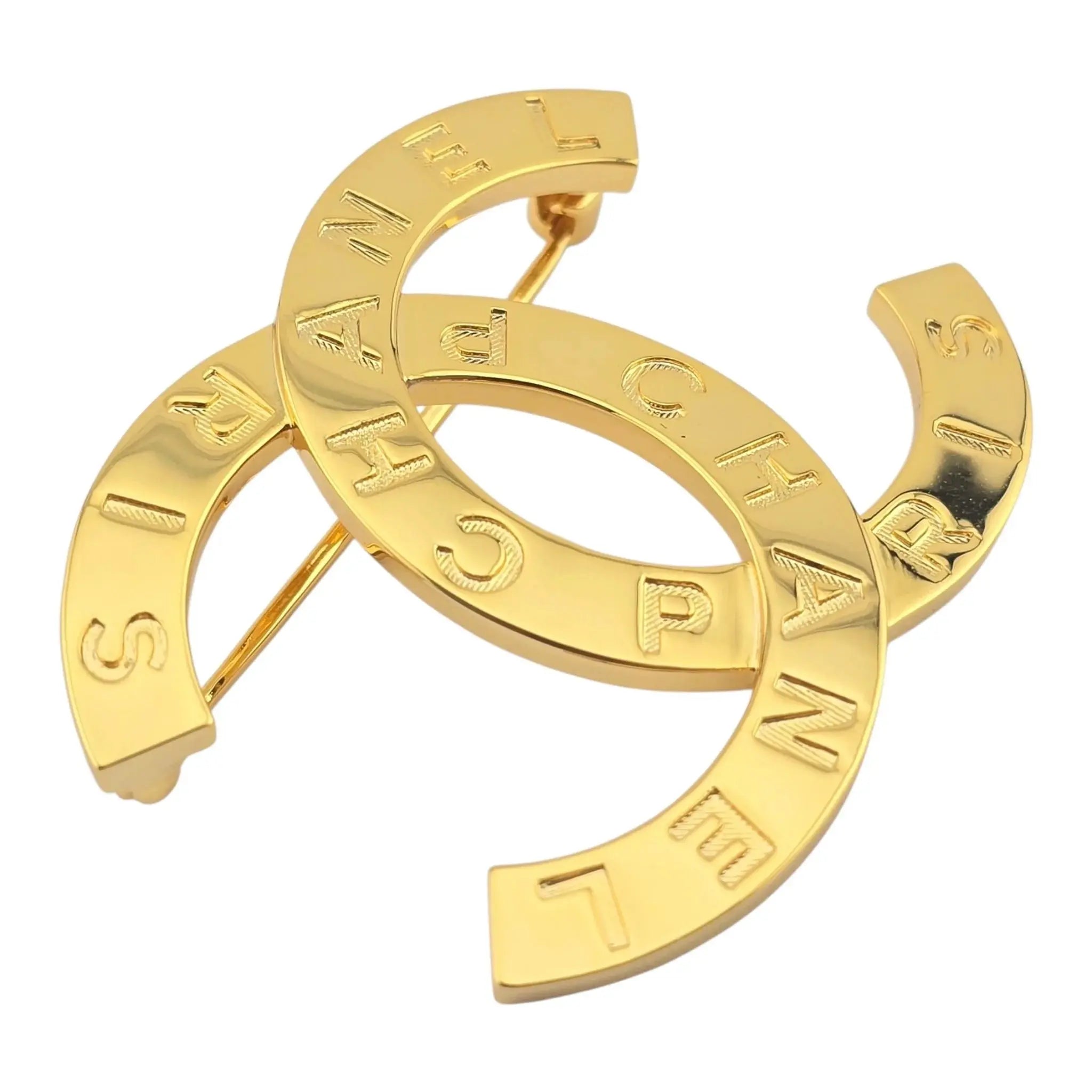 Chanel CC Metal Paris Button Large Brooch Gold 2020 CHANEL