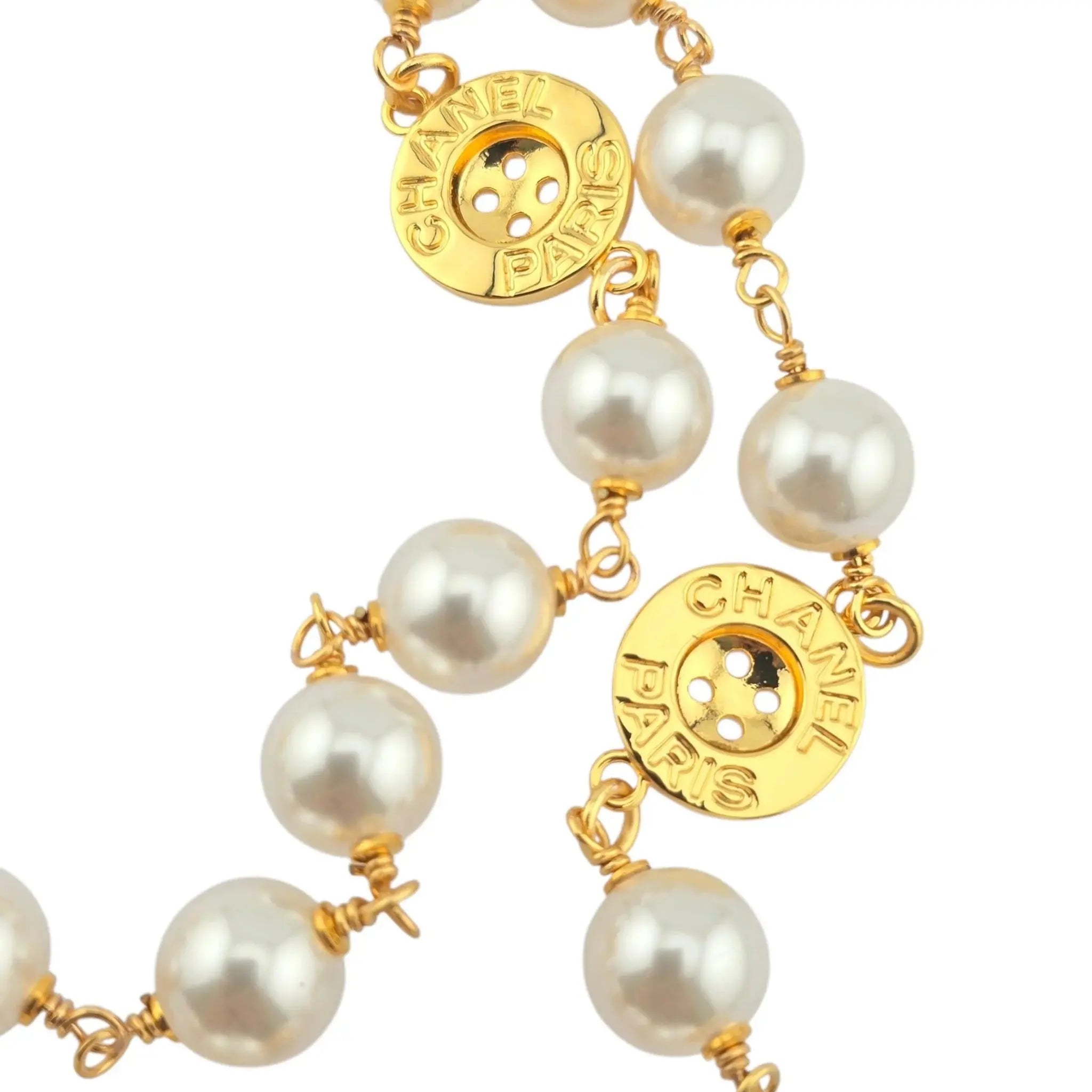 Chanel CC Faux Pearl Gold Button Pendant 2020 CHANEL