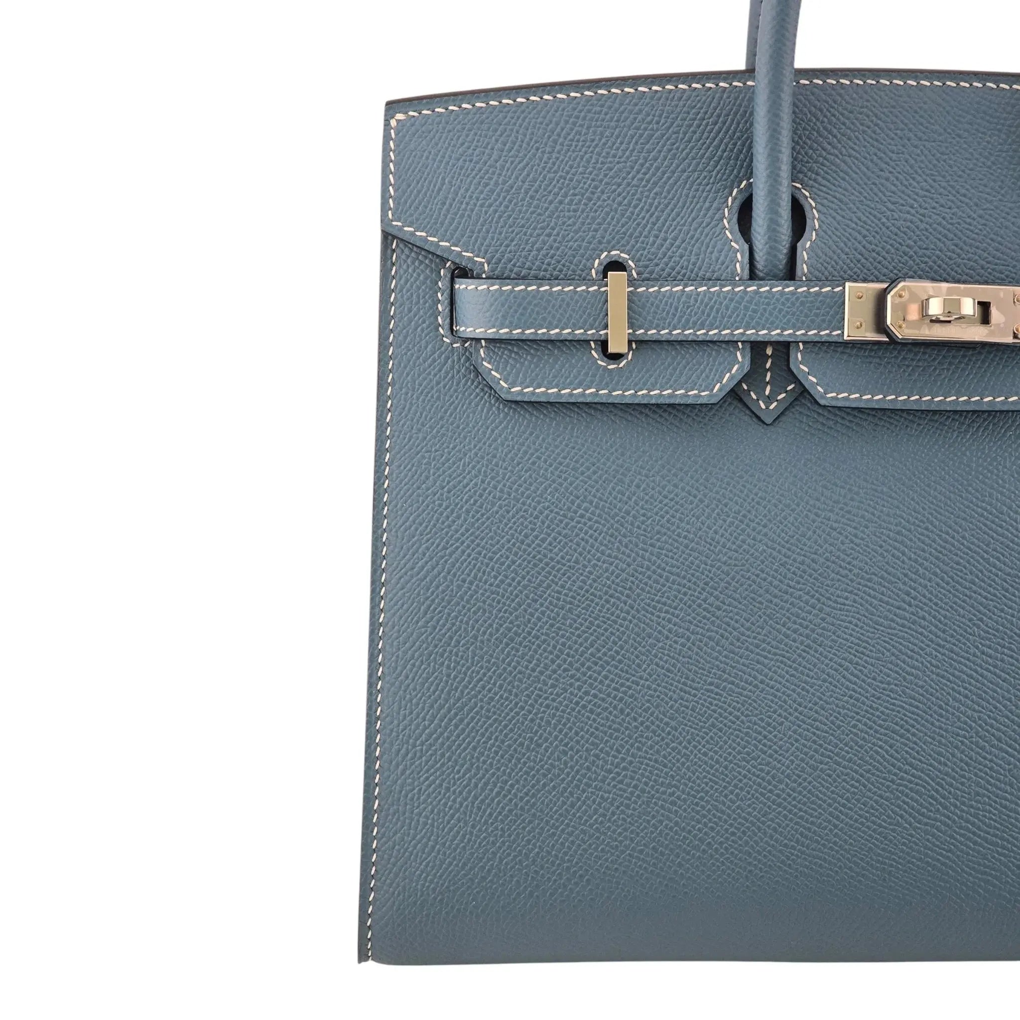 Hermes Birkin 25 Bleu Jean Epsom PHW Bag HERMES