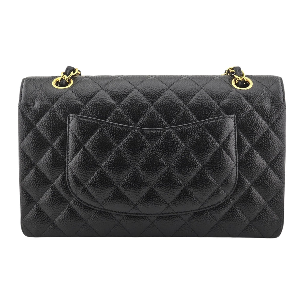 Chanel Medium Classic Flap Caviar Black Gold Hardware CHANEL