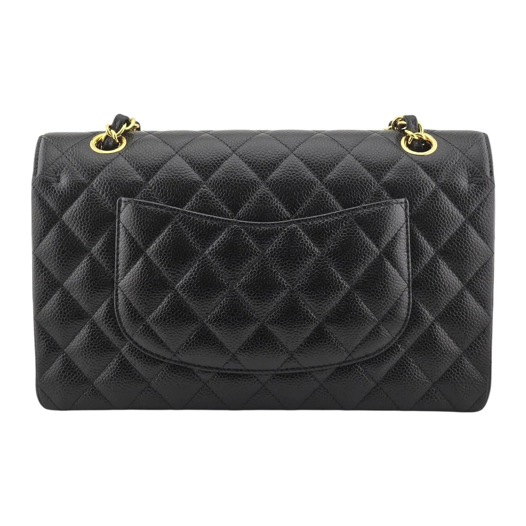 Chanel Medium Classic Flap Caviar Black Gold Hardware CHANEL