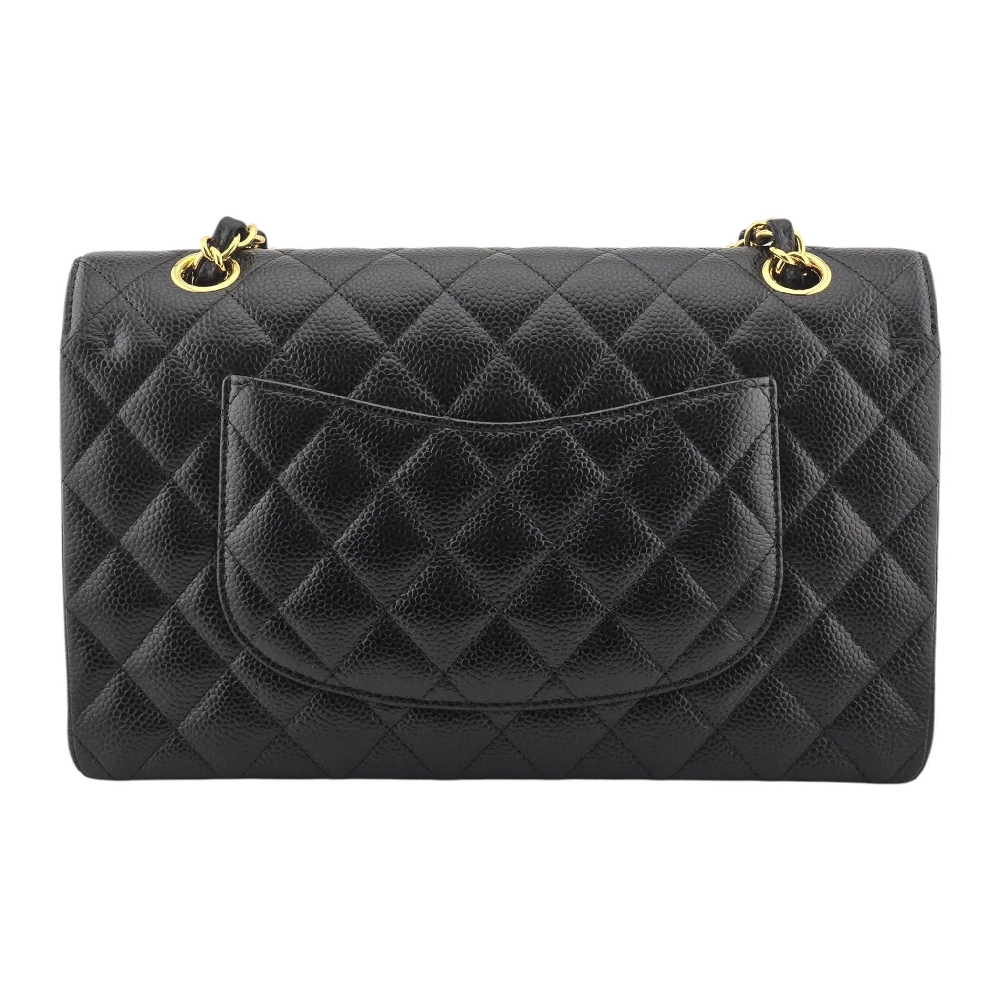 Chanel Medium Classic Flap Caviar Black Gold Hardware CHANEL