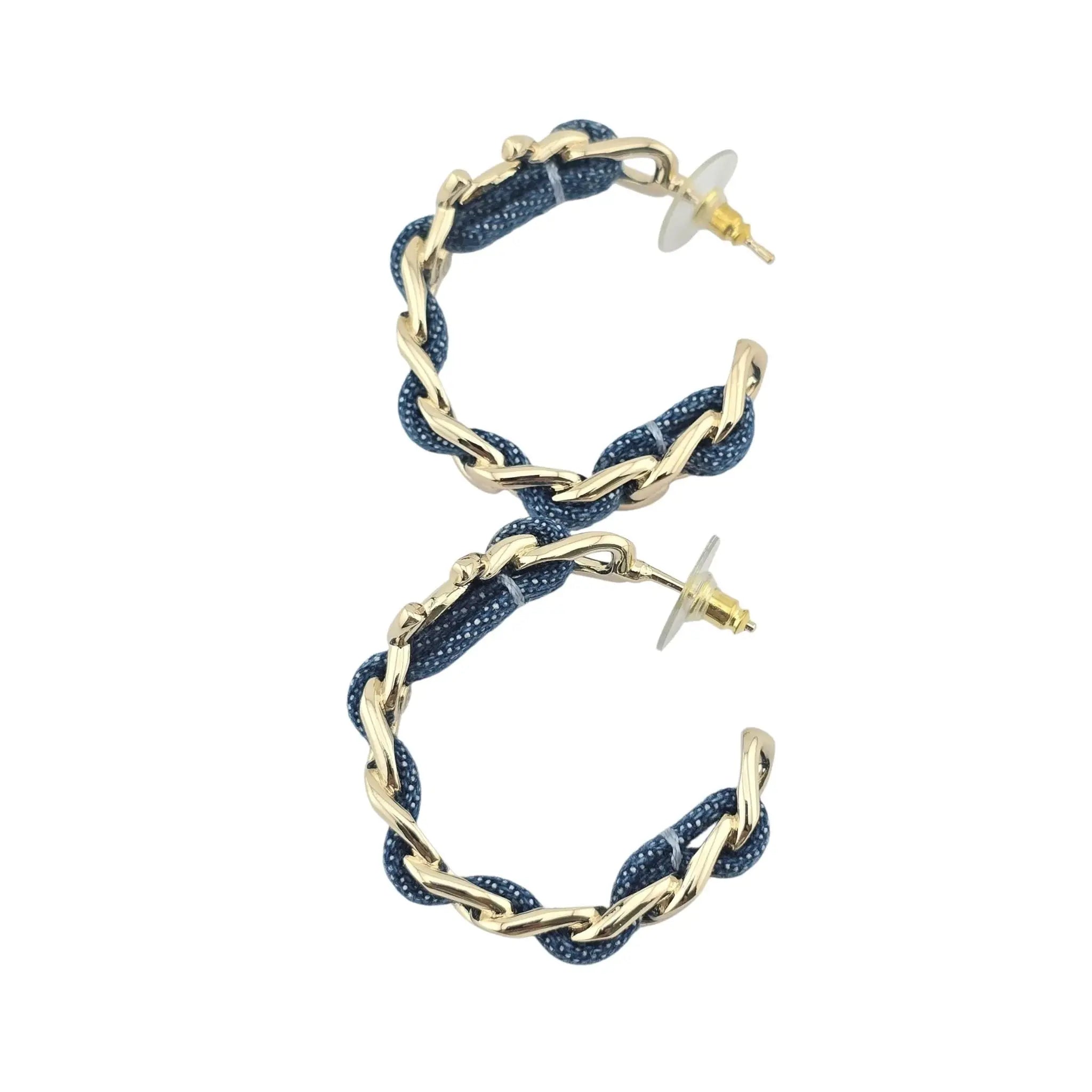 Chanel CC Denim Blue Hoop Earrings 2025 CHANEL