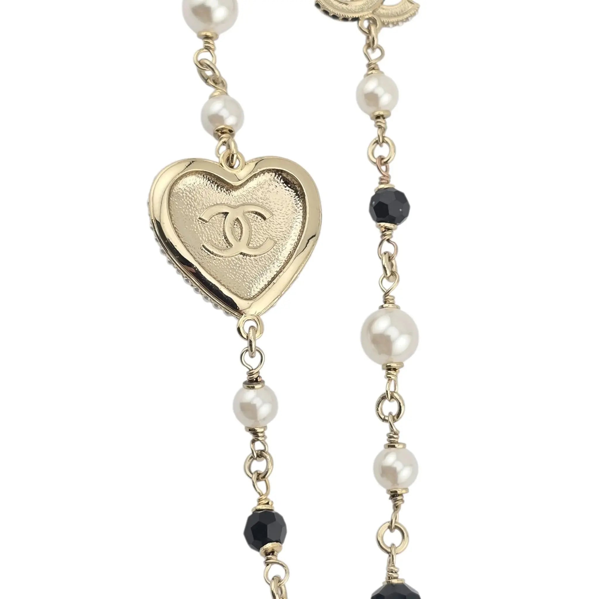 Chanel CC Black Heart Long Necklace 2022 CHANEL