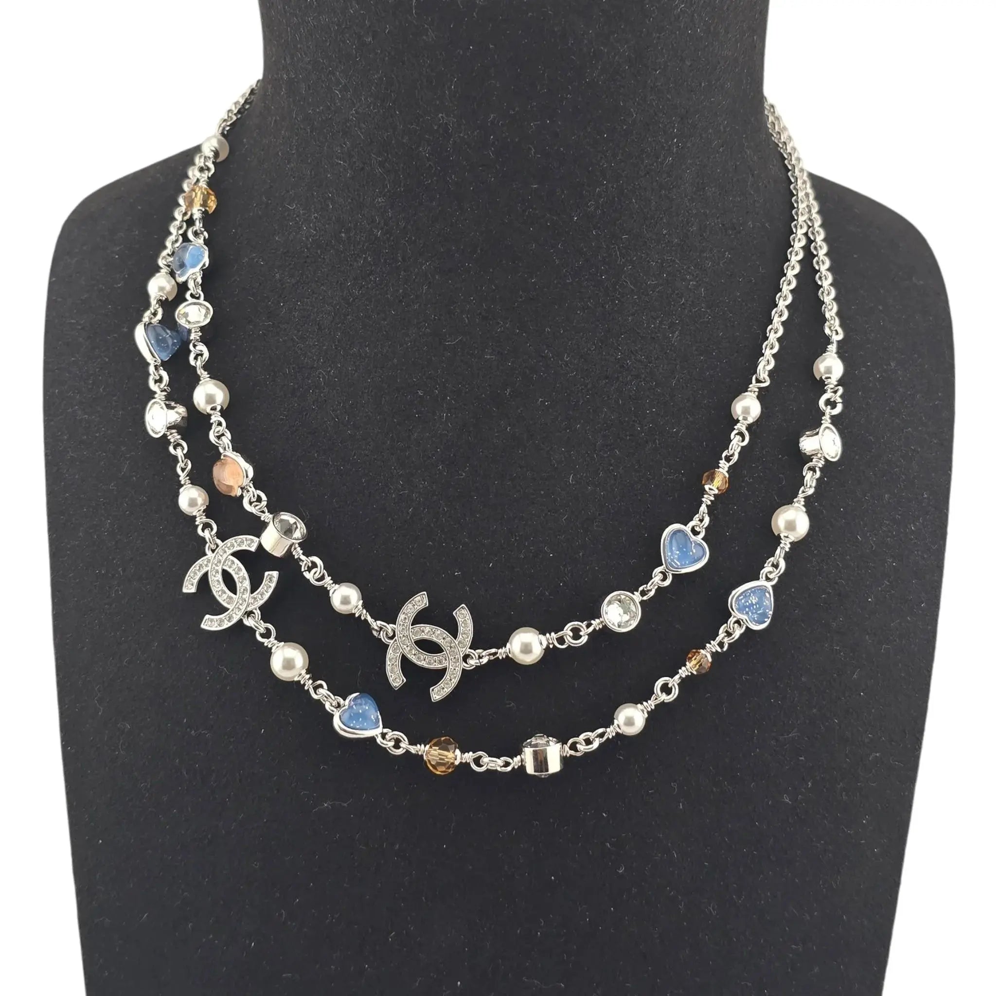 Chanel CC Long Necklace Heart Pendants 2025 CHANEL