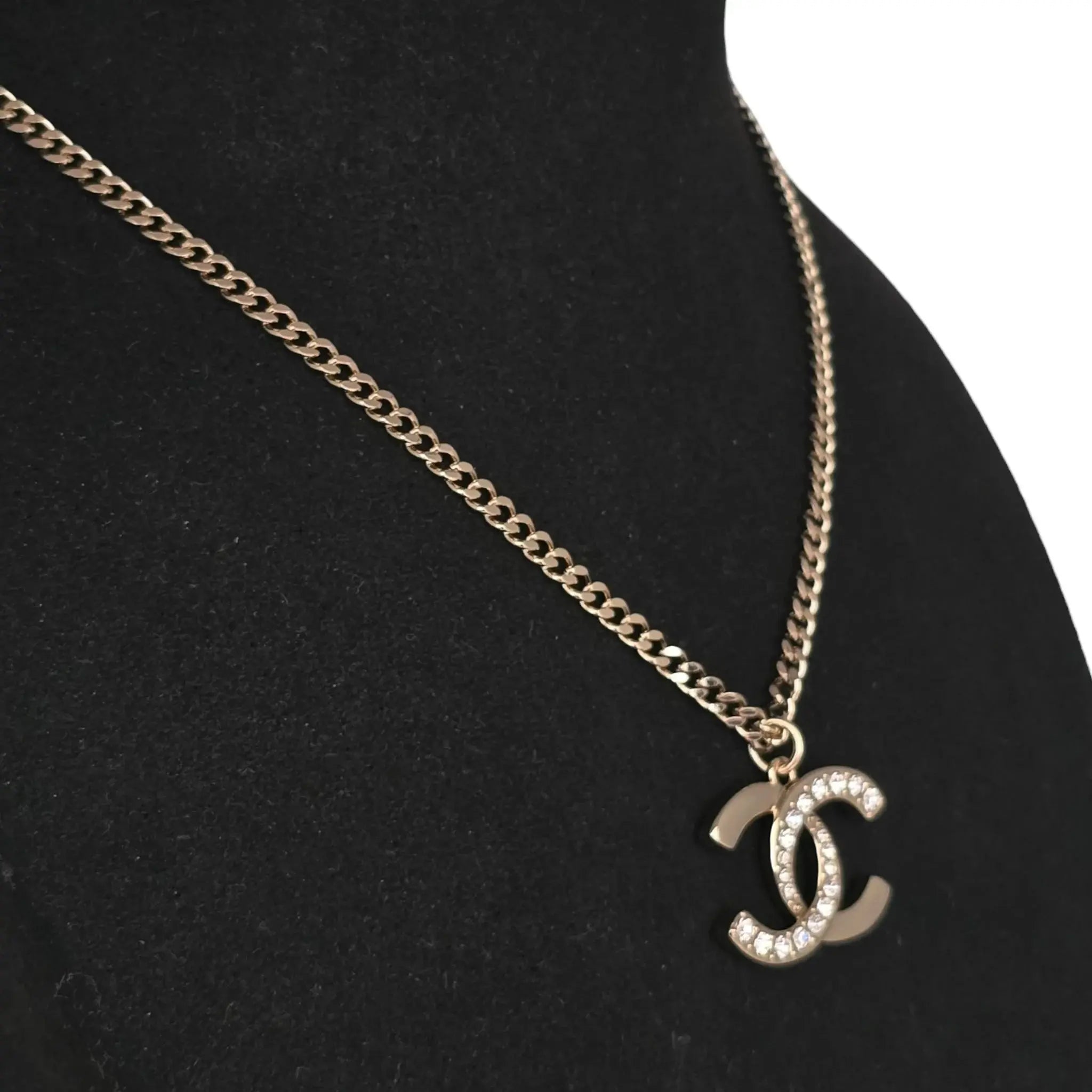 Chanel CC Gold Crystal Pendant Necklace 2024 CHANEL