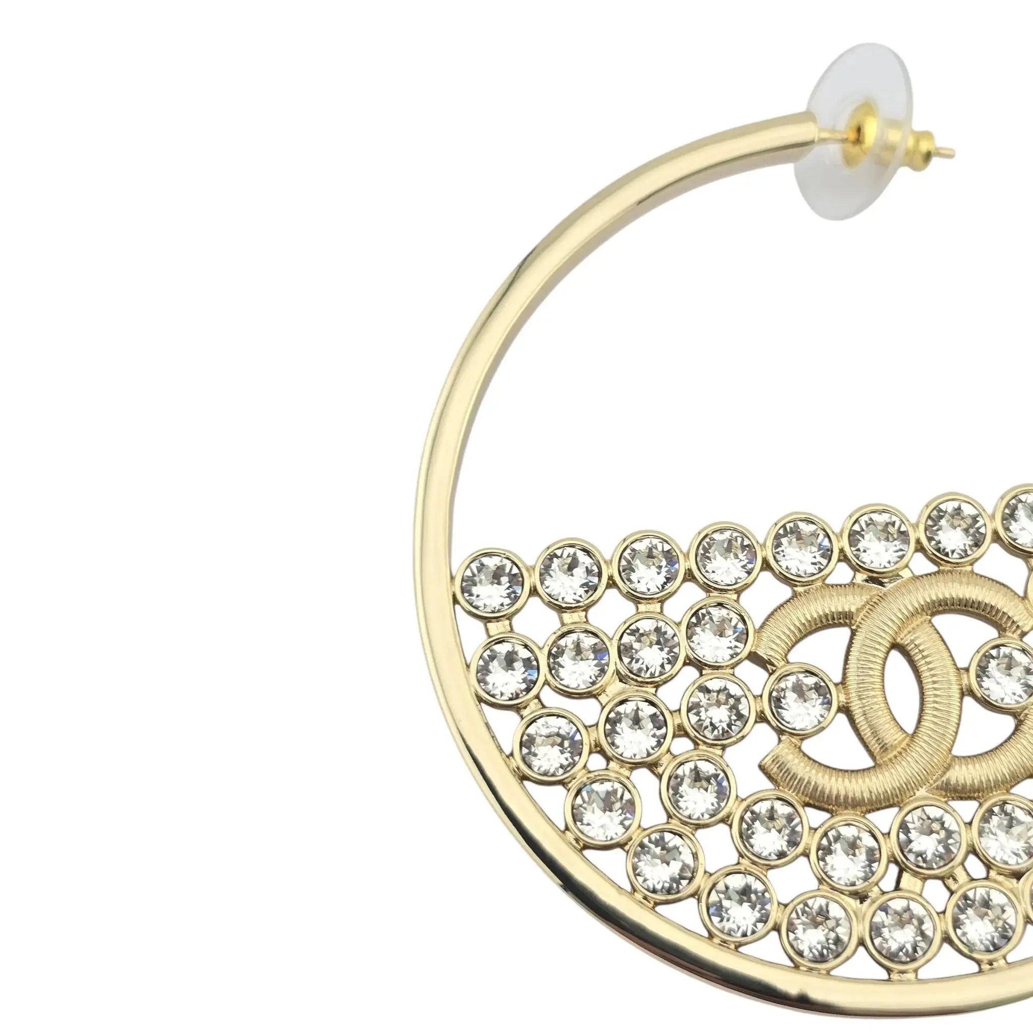 Chanel CC Crystal Gold Hoop Earrings SS23 CHANEL
