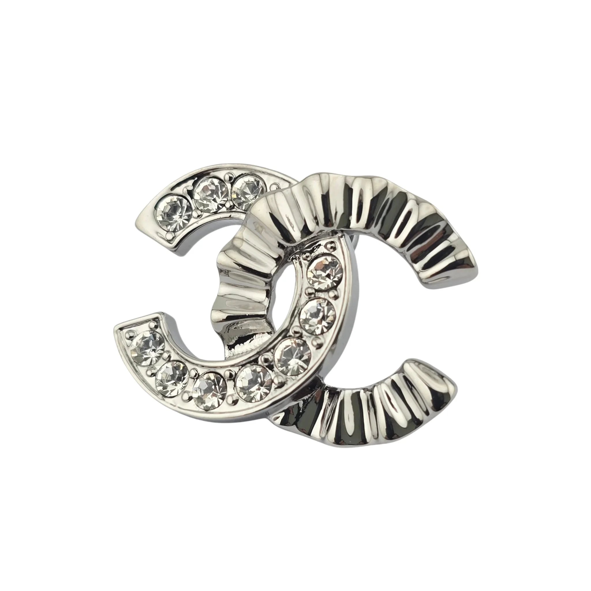 Chanel CC Crystal Earrings Silver 2021 CHANEL