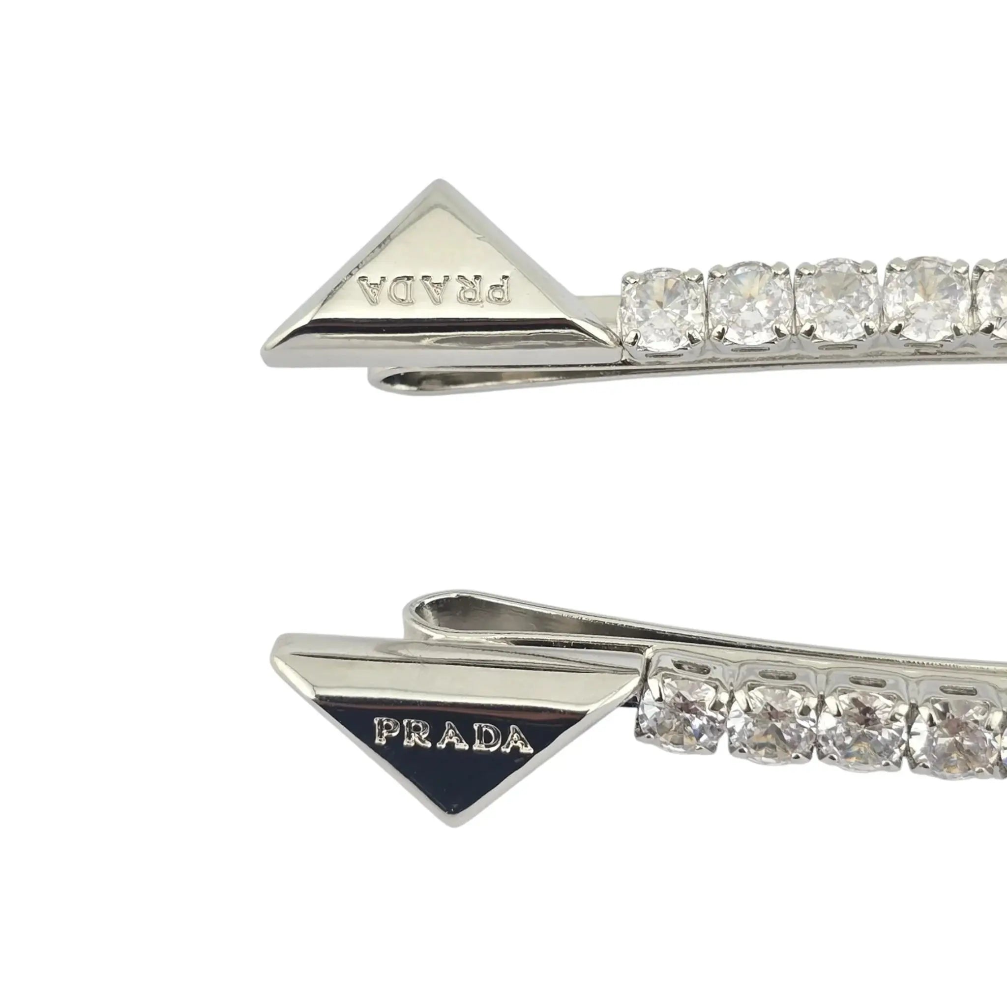 Prada Crystal Embellished Silver Hair Clip PRADA