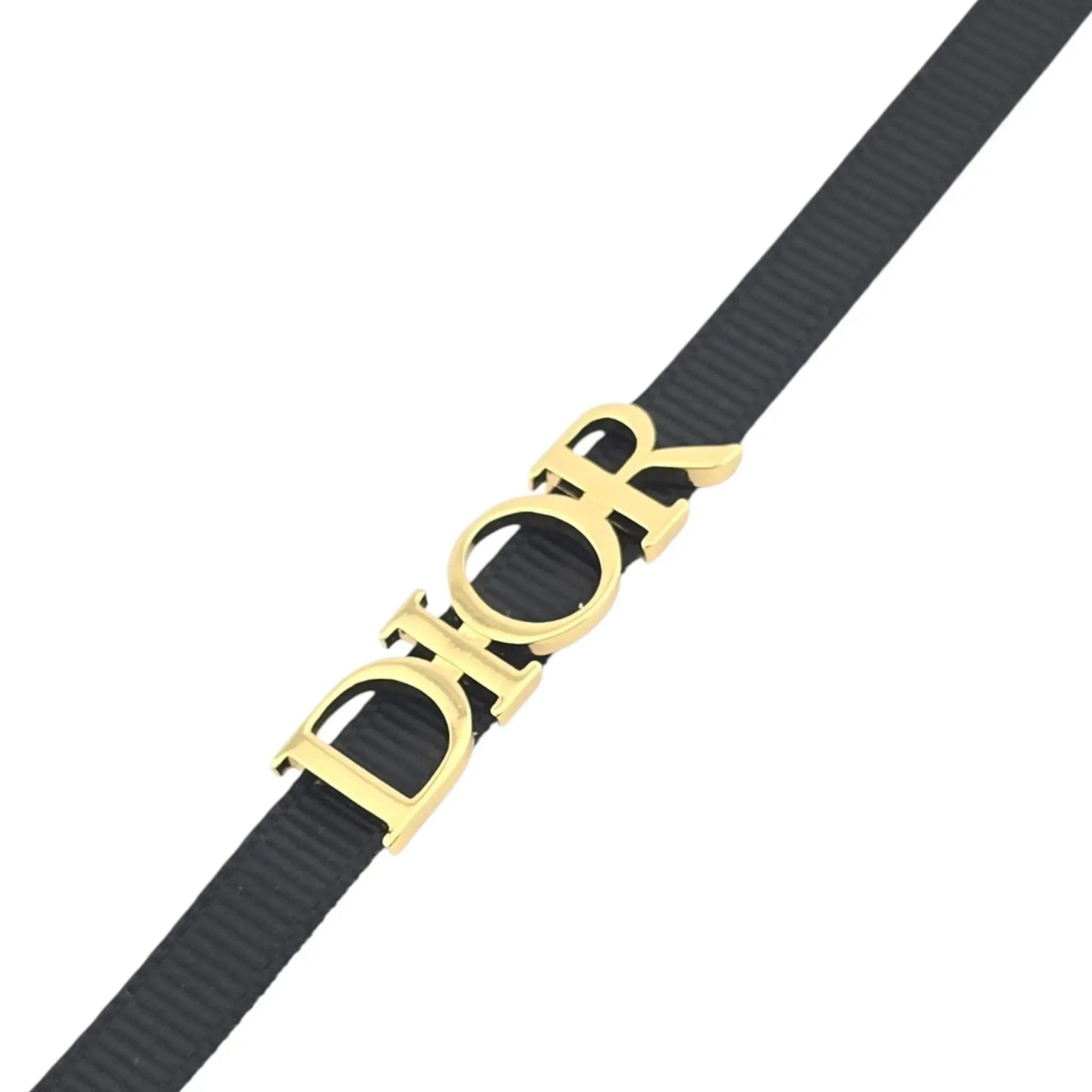 Christian Dior Black Gold Fabric Choker Necklace DIOR