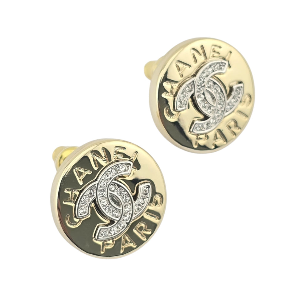 Chanel CC Round Gold Silver Earrings 2025 CHANEL