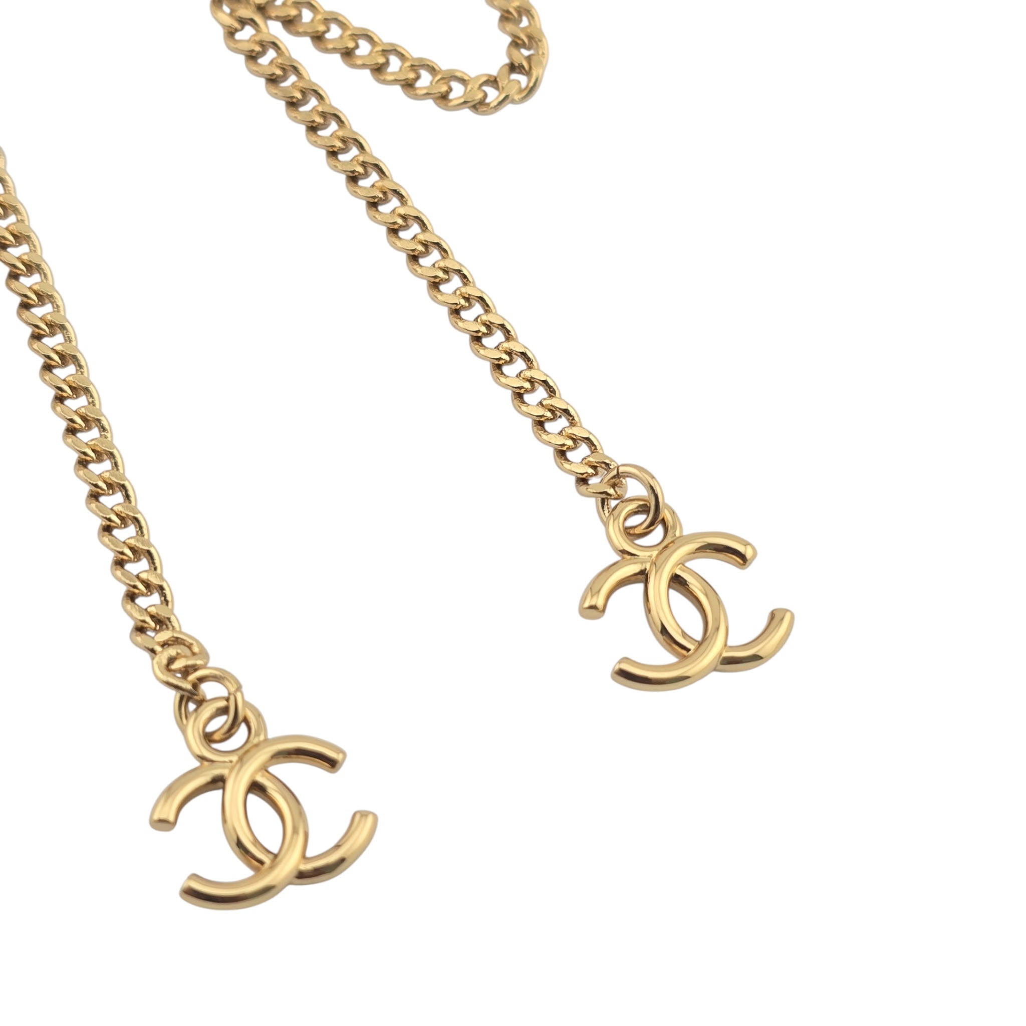 Chanel CC Logo Drop Chain Gold Earrings 2024 CHANEL