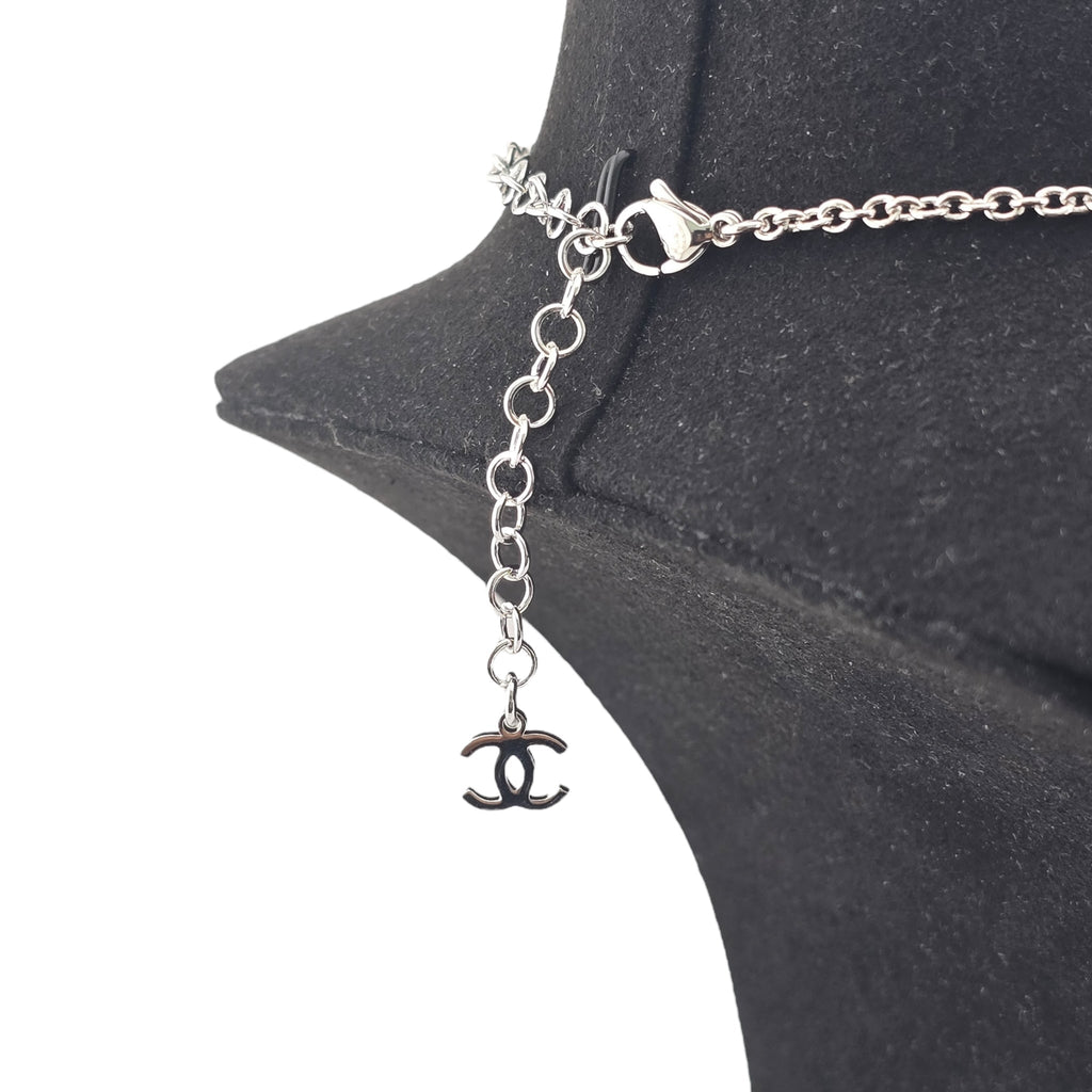 Chanel CC Silver Resin Pendant Necklace 2025 CHANEL