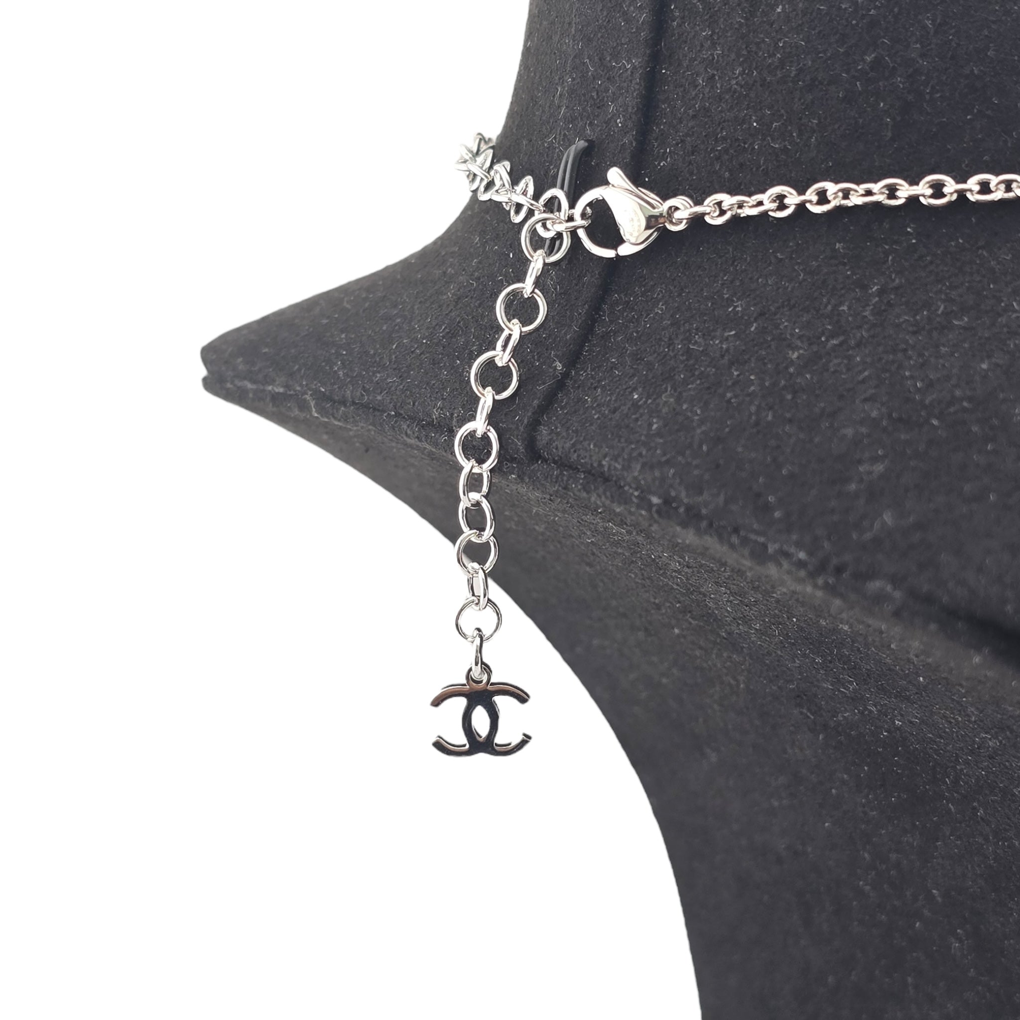 Chanel CC Silver Resin Pendant Necklace 2025 CHANEL