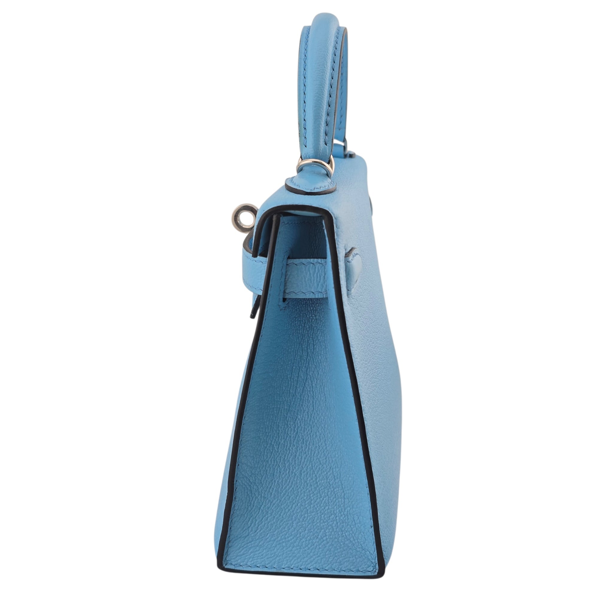Hermes Mini Kelly II Bleu Celeste Chevre Palladium Hardware Bag