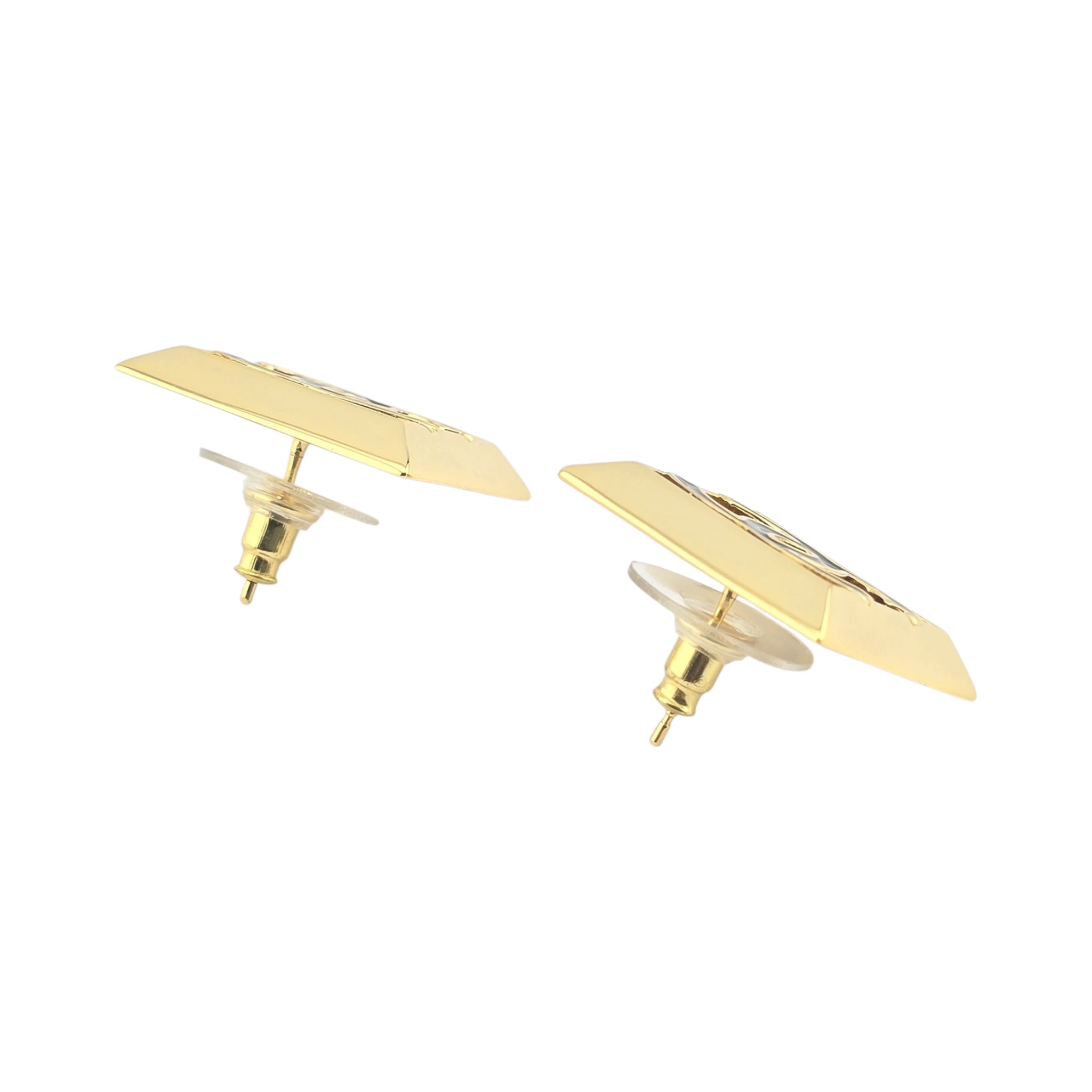 Chanel CC Square Gold Black Earrings 2024 CHANEL