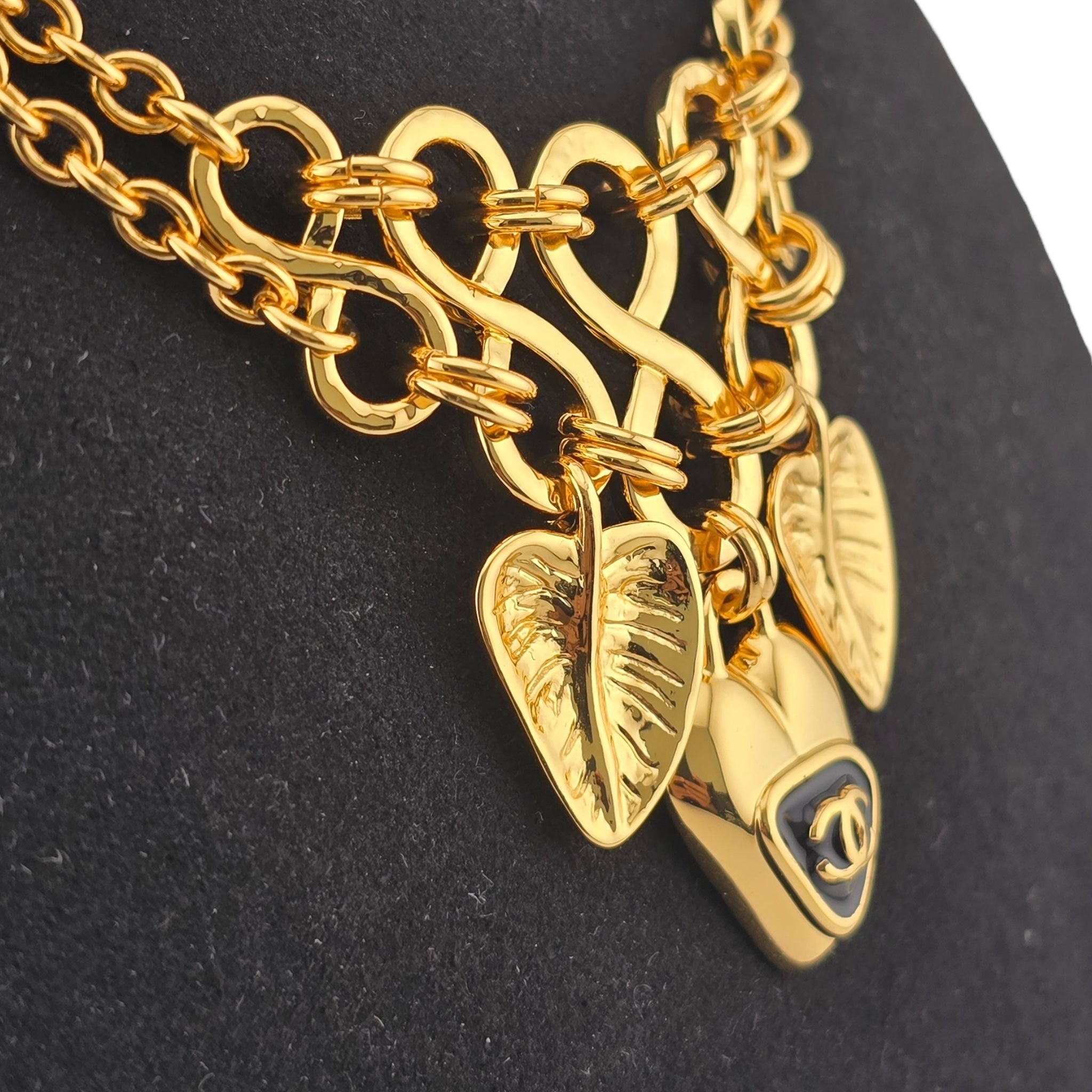 Chanel CC Gold Leaf Pendant Necklace 2025