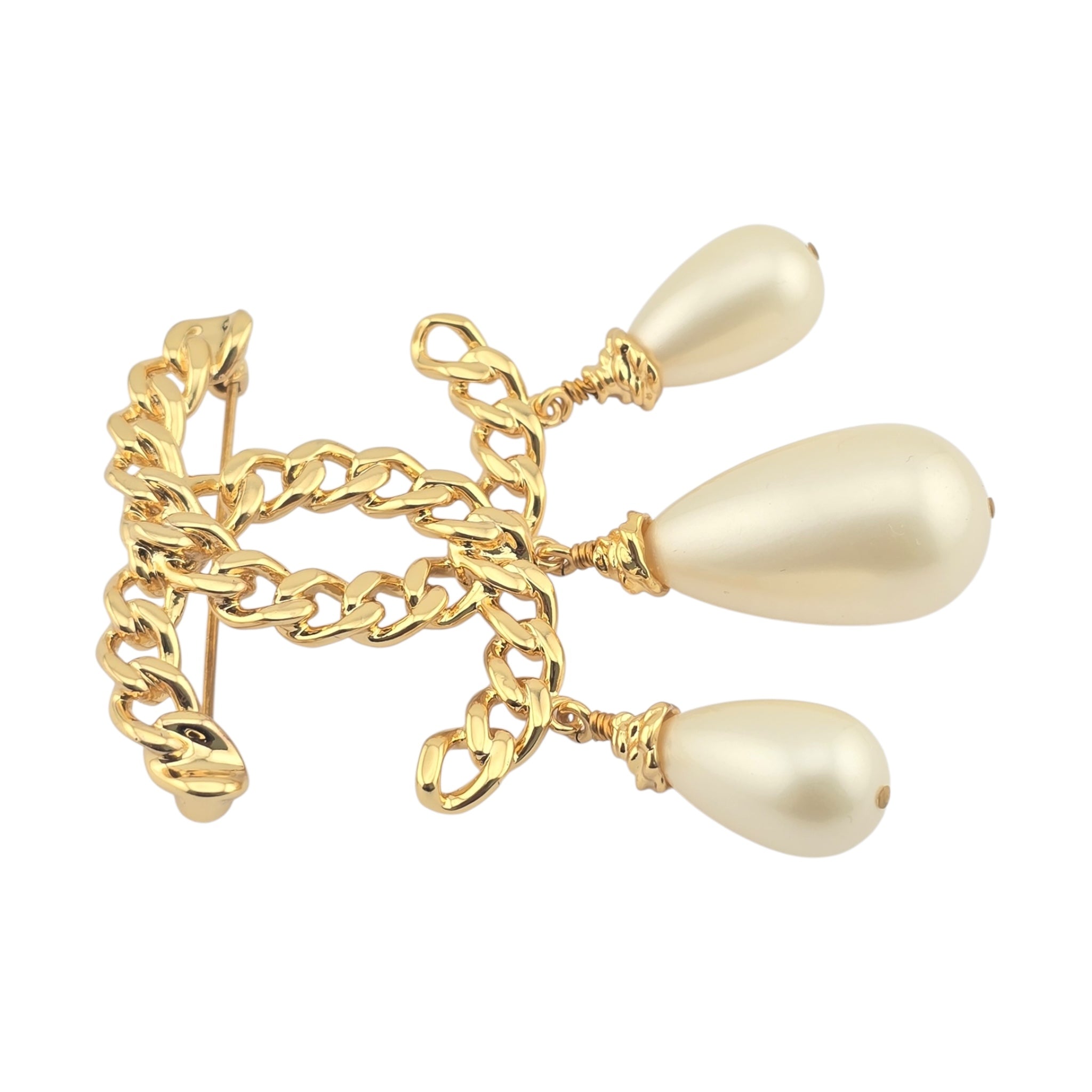 Chanel CC Gold Faux Pearl Brooch B20 K