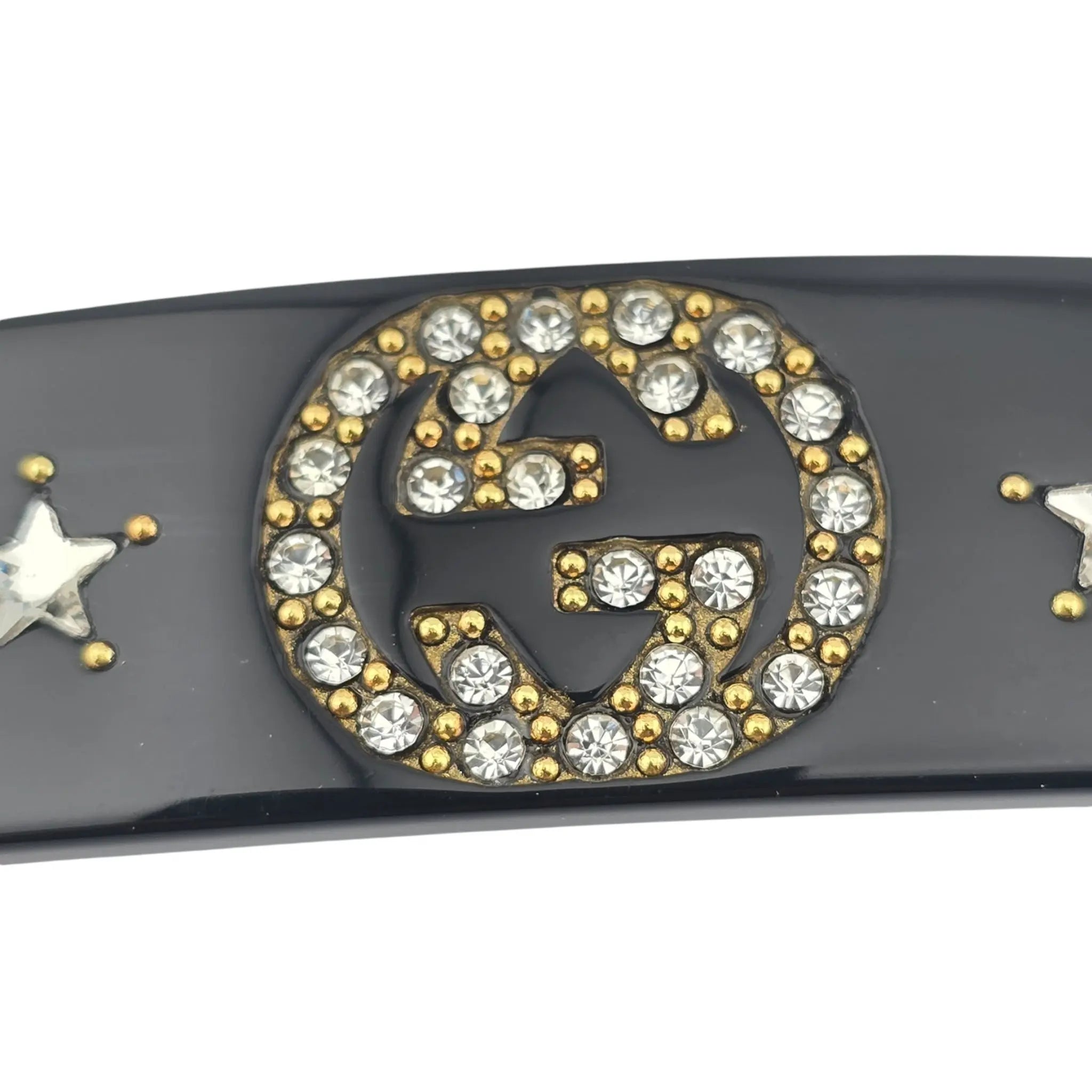 GUCCI GG Resin Crystal Star Hair Clip Black GUCCI