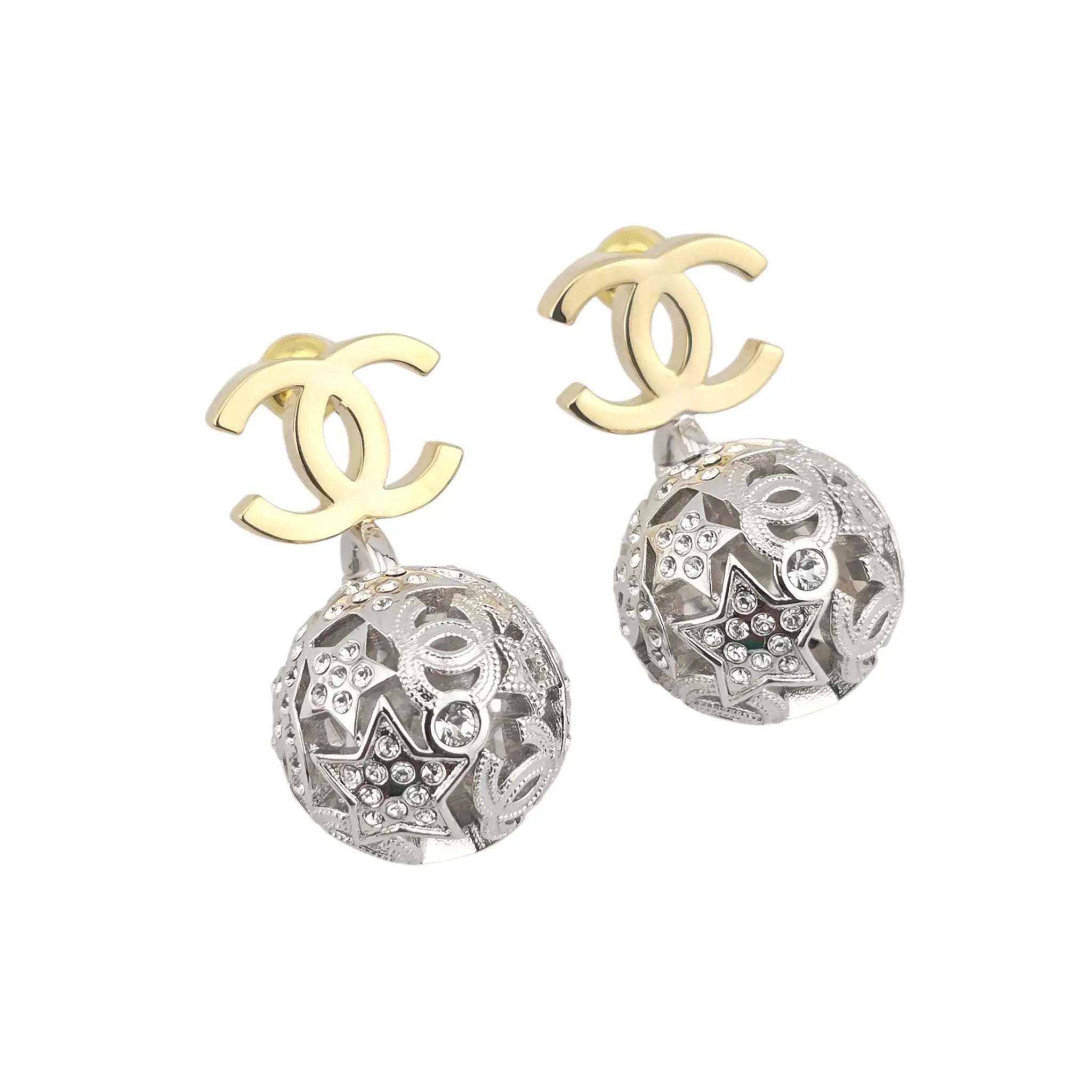 Chanel CC Gold / Silver Ball Earrings 2025 CHANEL