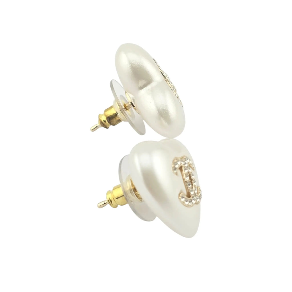 Chanel CC Heart Faux Pearl Earrings 2021 CHANEL