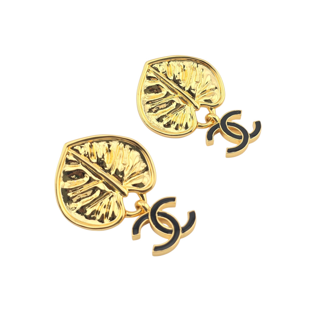 Chanel CC Gold Leaf Earrings 2025