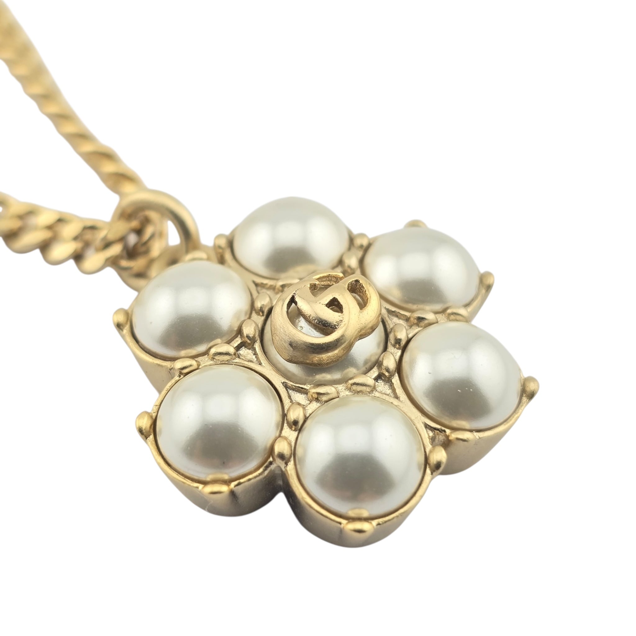 GUCCI GG Marmont Faux Pearl Necklace