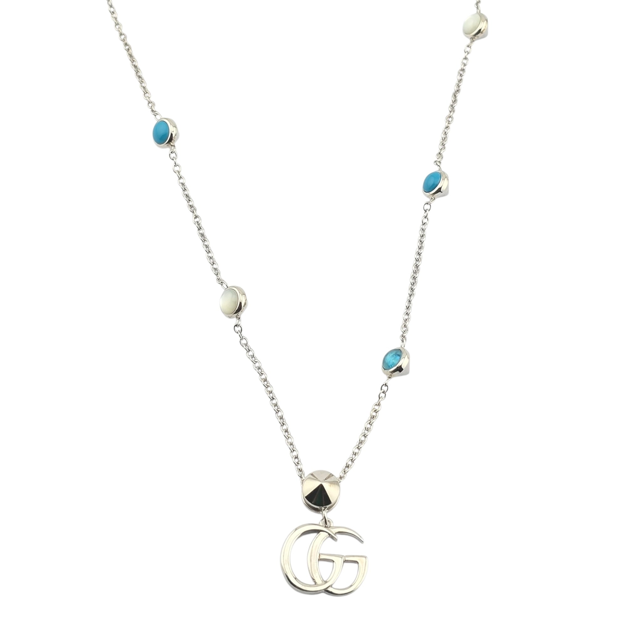 GUCCI GG Marmont Sterling Silver Mother of Pearl Necklace