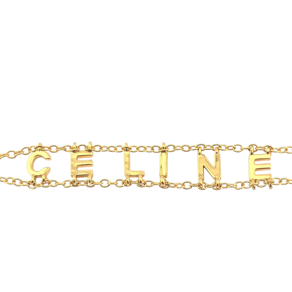 Celine Gold Logo Metal Bracelet