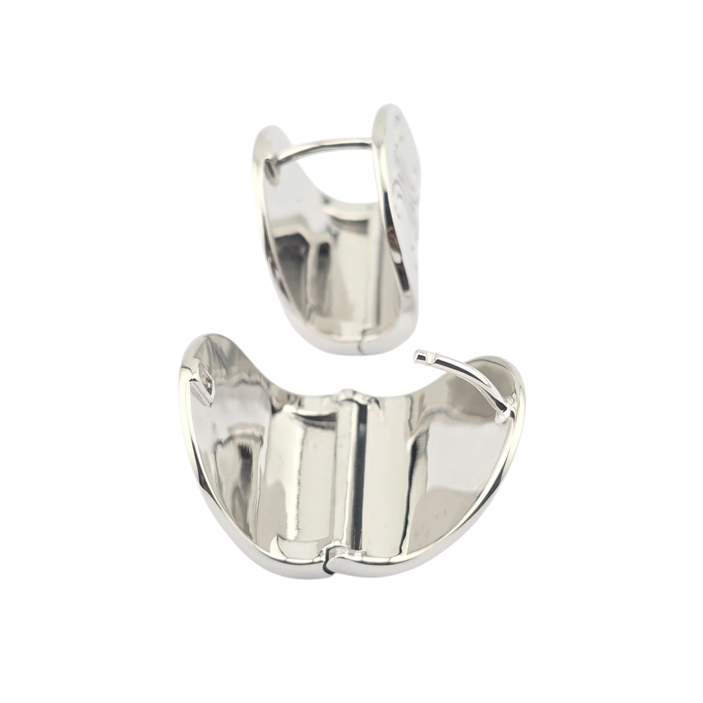 Celine Silver Metal Logo Earrings