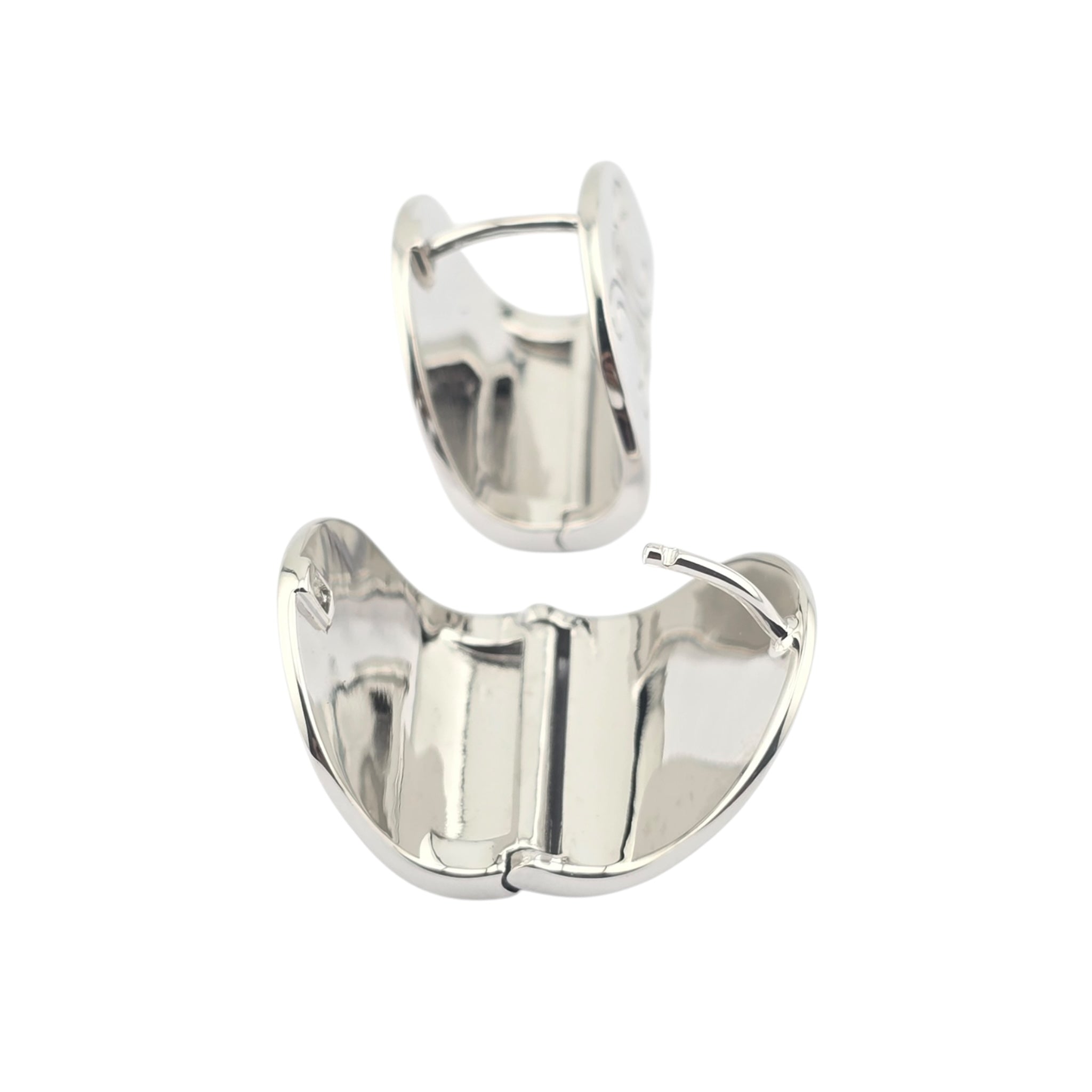 Celine Silver Metal Logo Earrings
