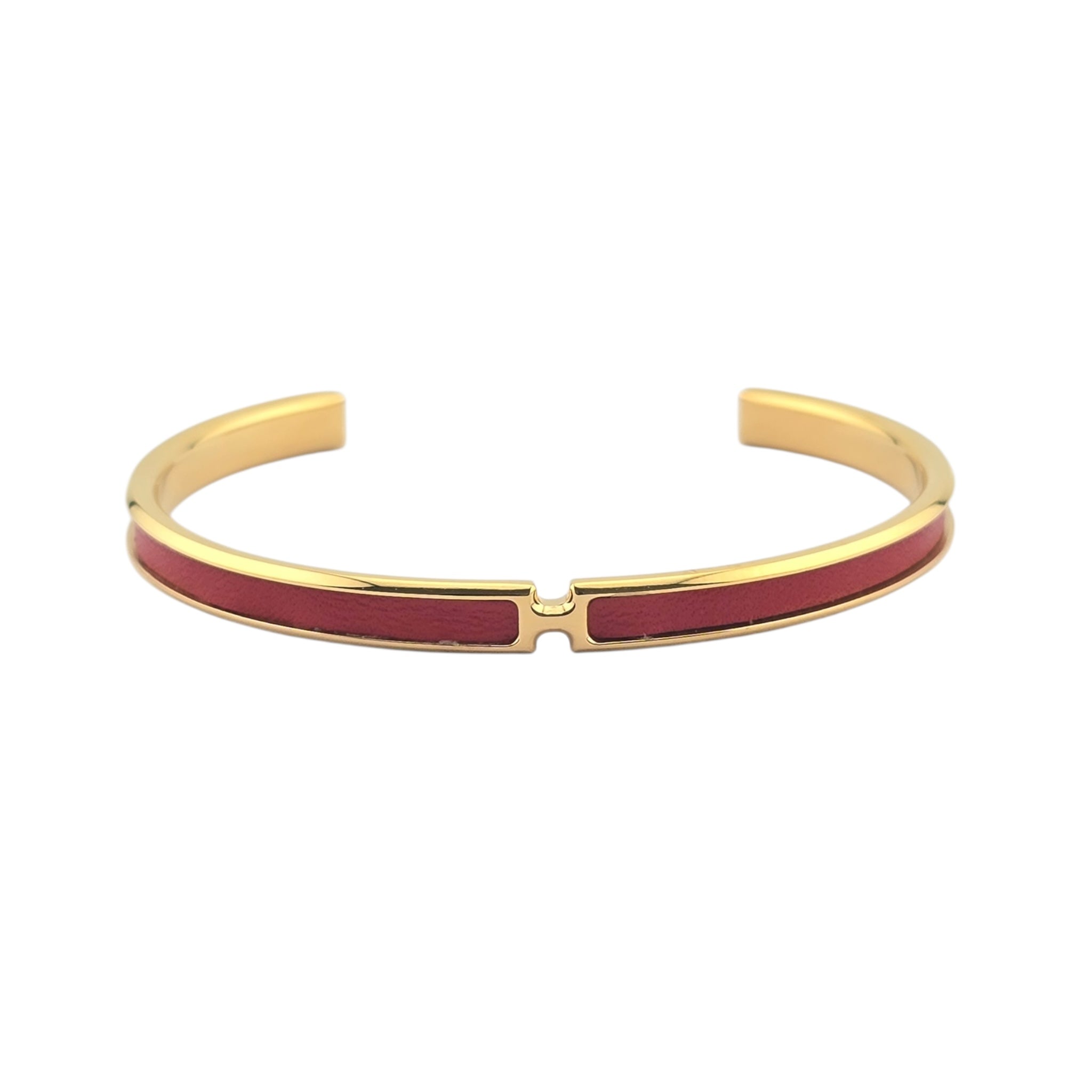 Hermes Olympe Red Gold Leather Bracelet